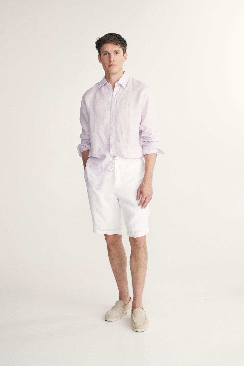 Linen bermuda with drawstring
