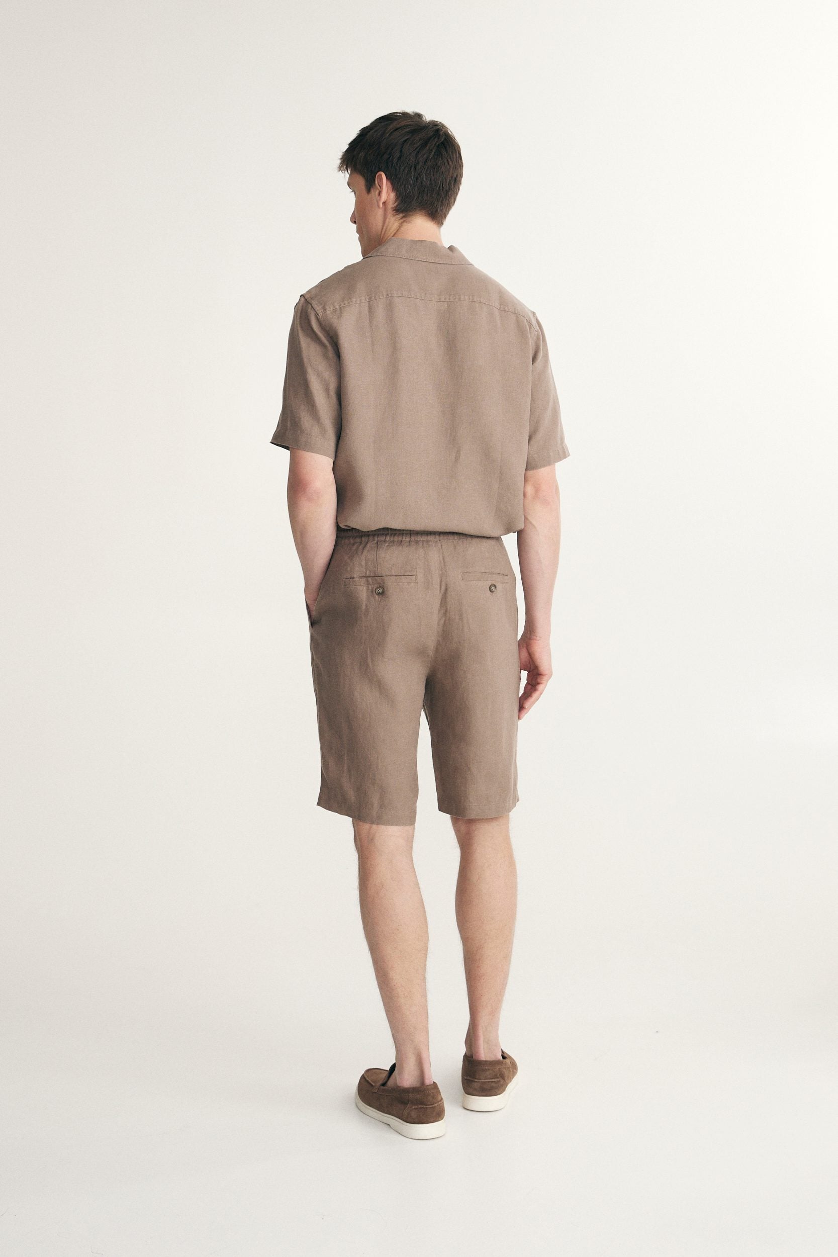 Linen bermuda with drawstring