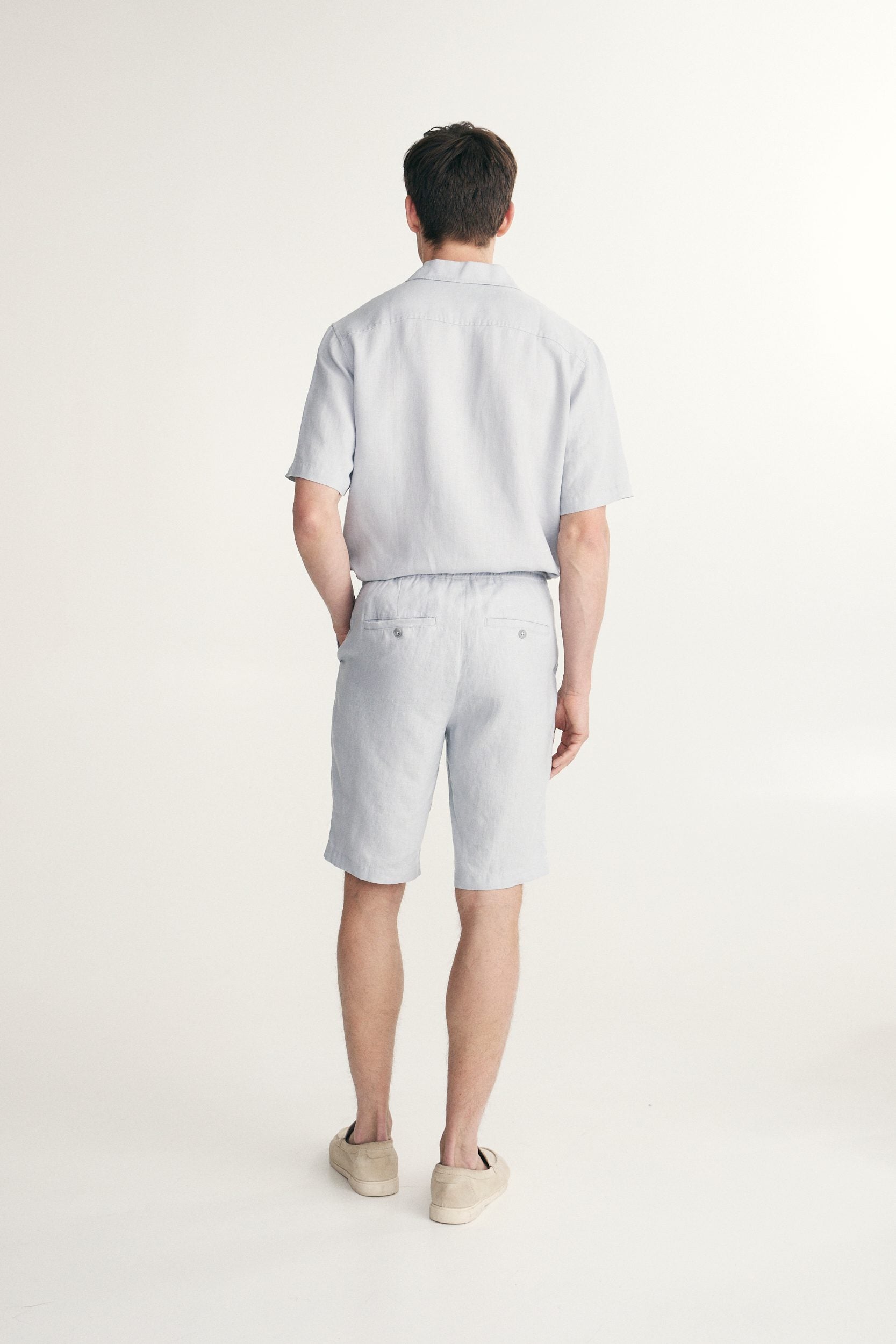 Linen bermuda with drawstring