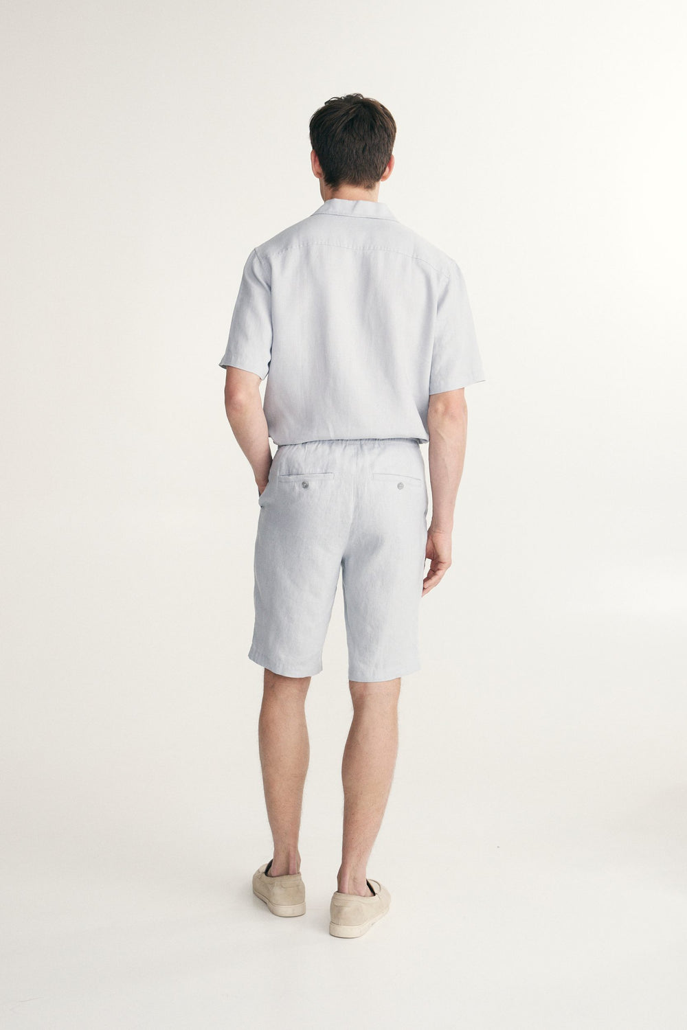 Linen bermuda with drawstring