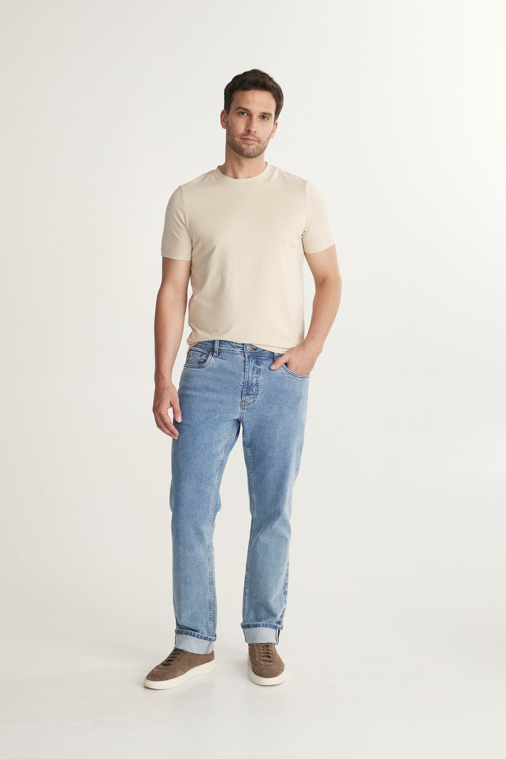 Straight Jeans with Cuff