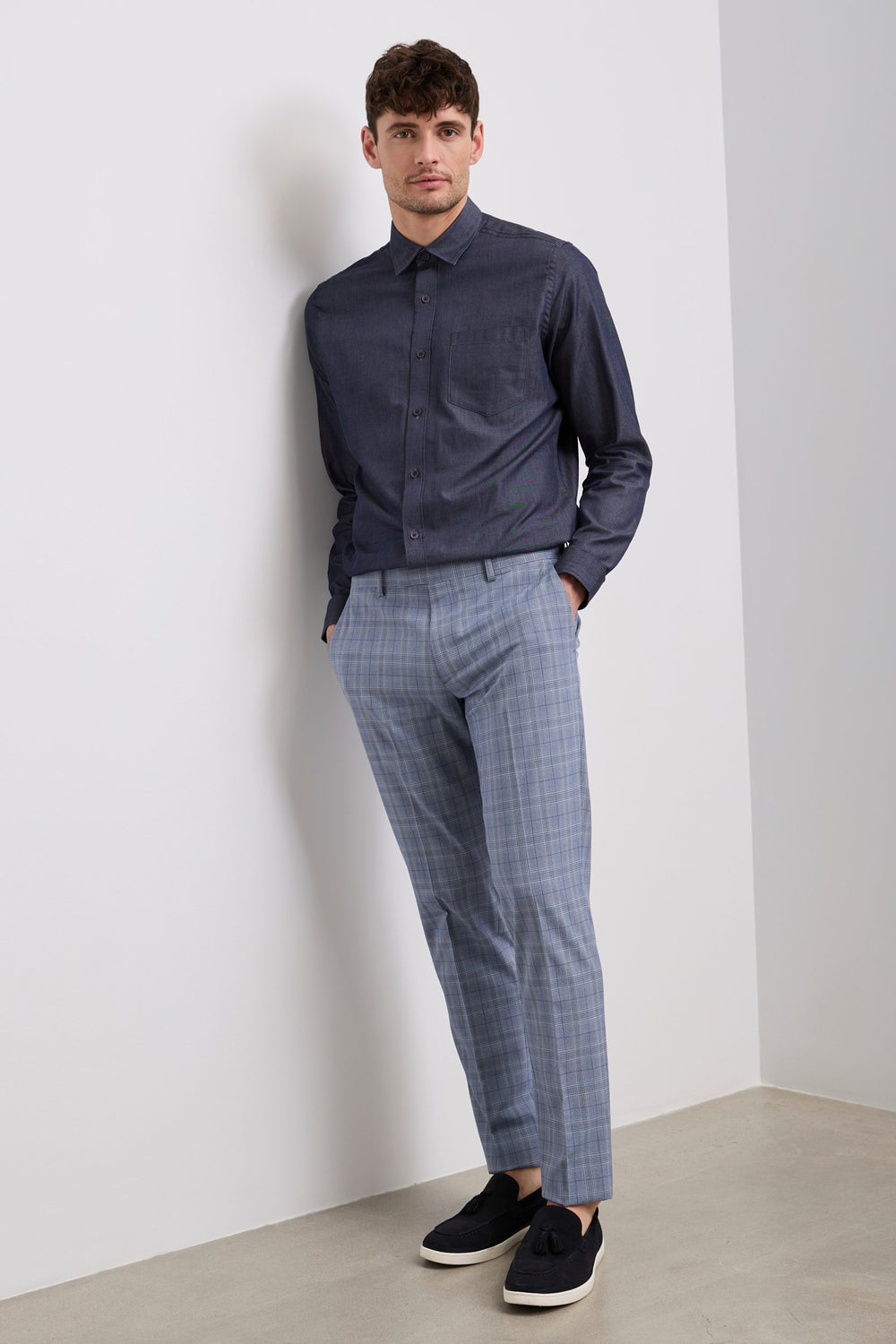 Pantalon à carreaux coupe étroite