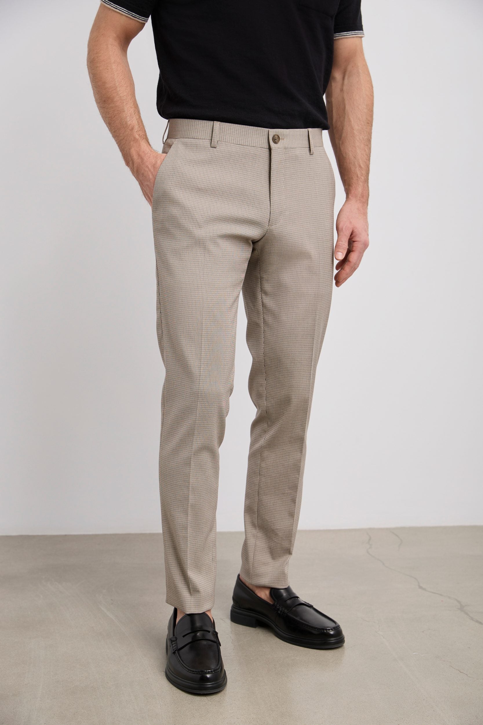 Pantalon micro carreaux fit étroit