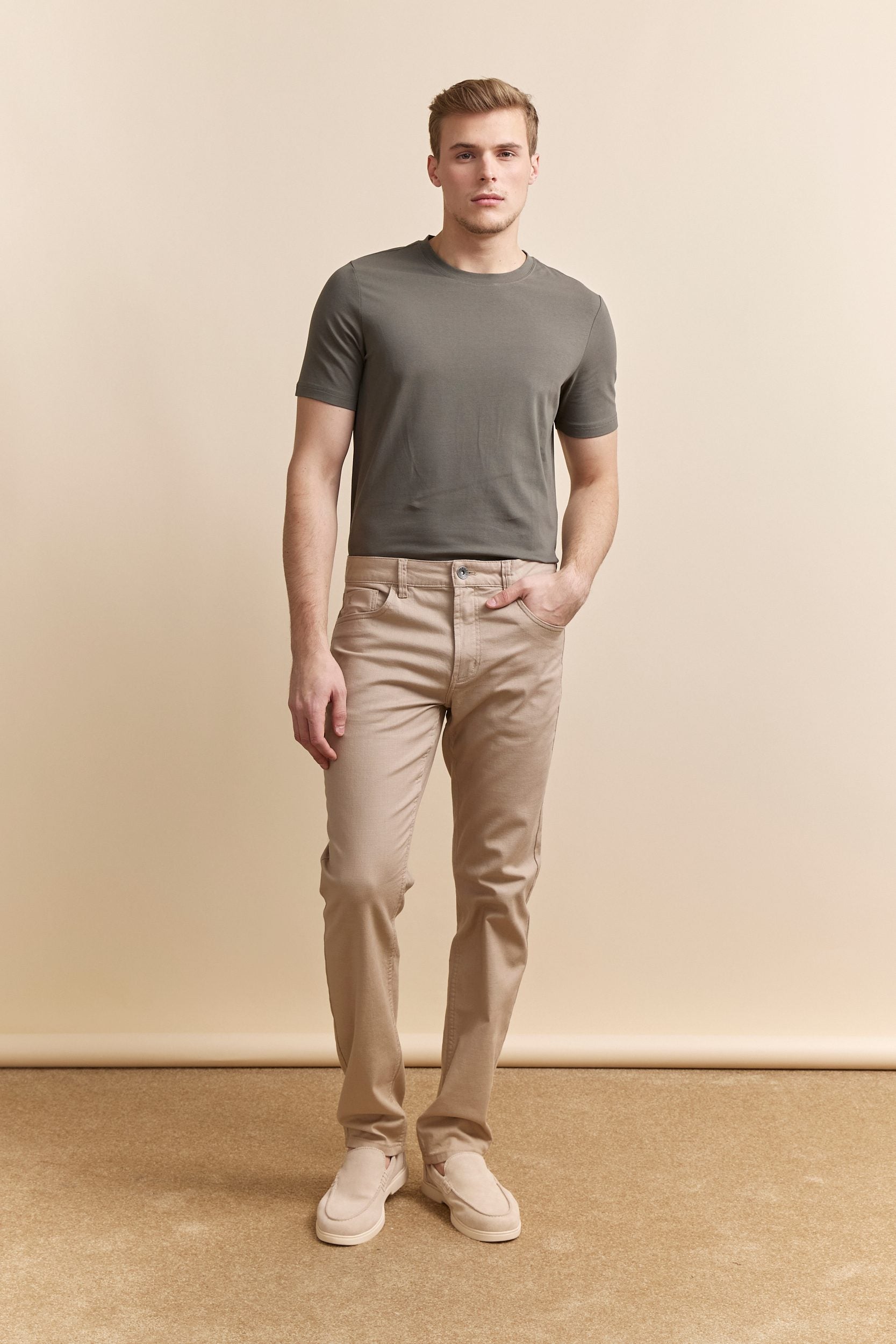 Pantalon texturé Fit étroit cinq poches