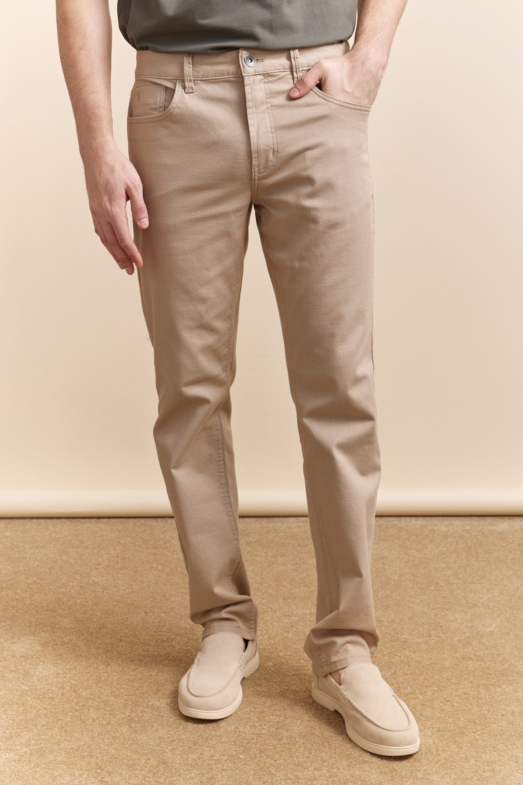 Pantalon texturé Fit étroit cinq poches