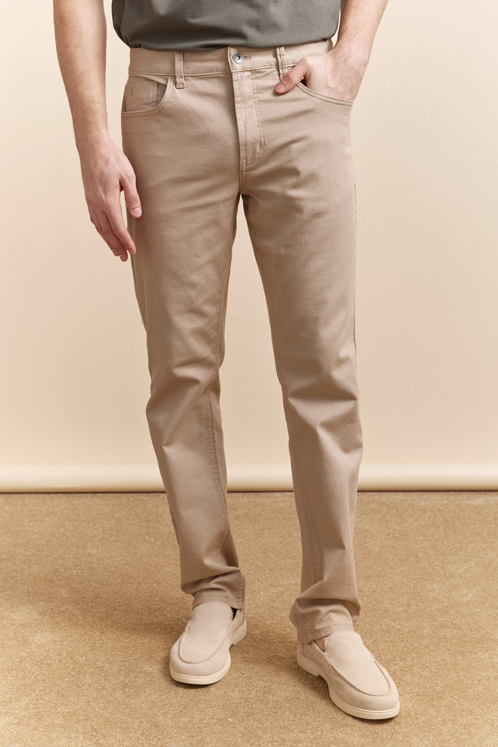 Pantalon texturé Fit étroit cinq poches