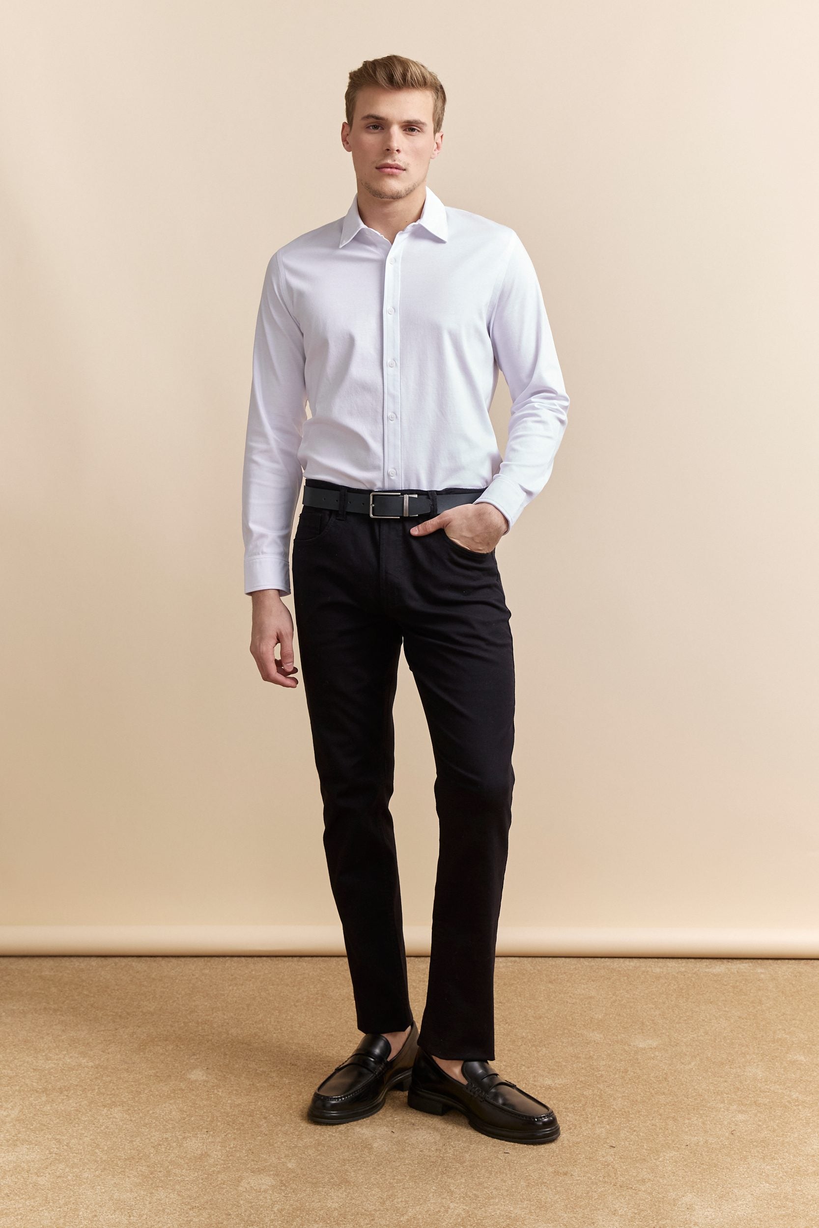Pantalon texturé Fit étroit cinq poches