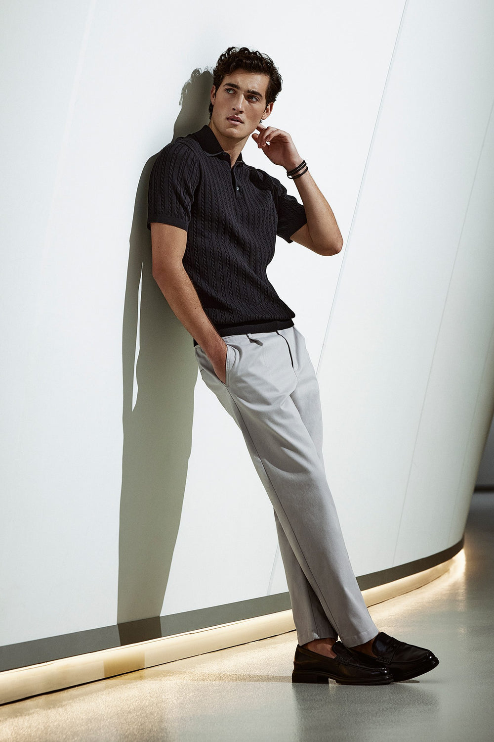 Pantalons à plis à côté élastique