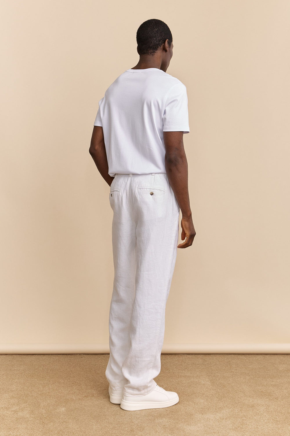Pantalons en lin à côtés élastiques