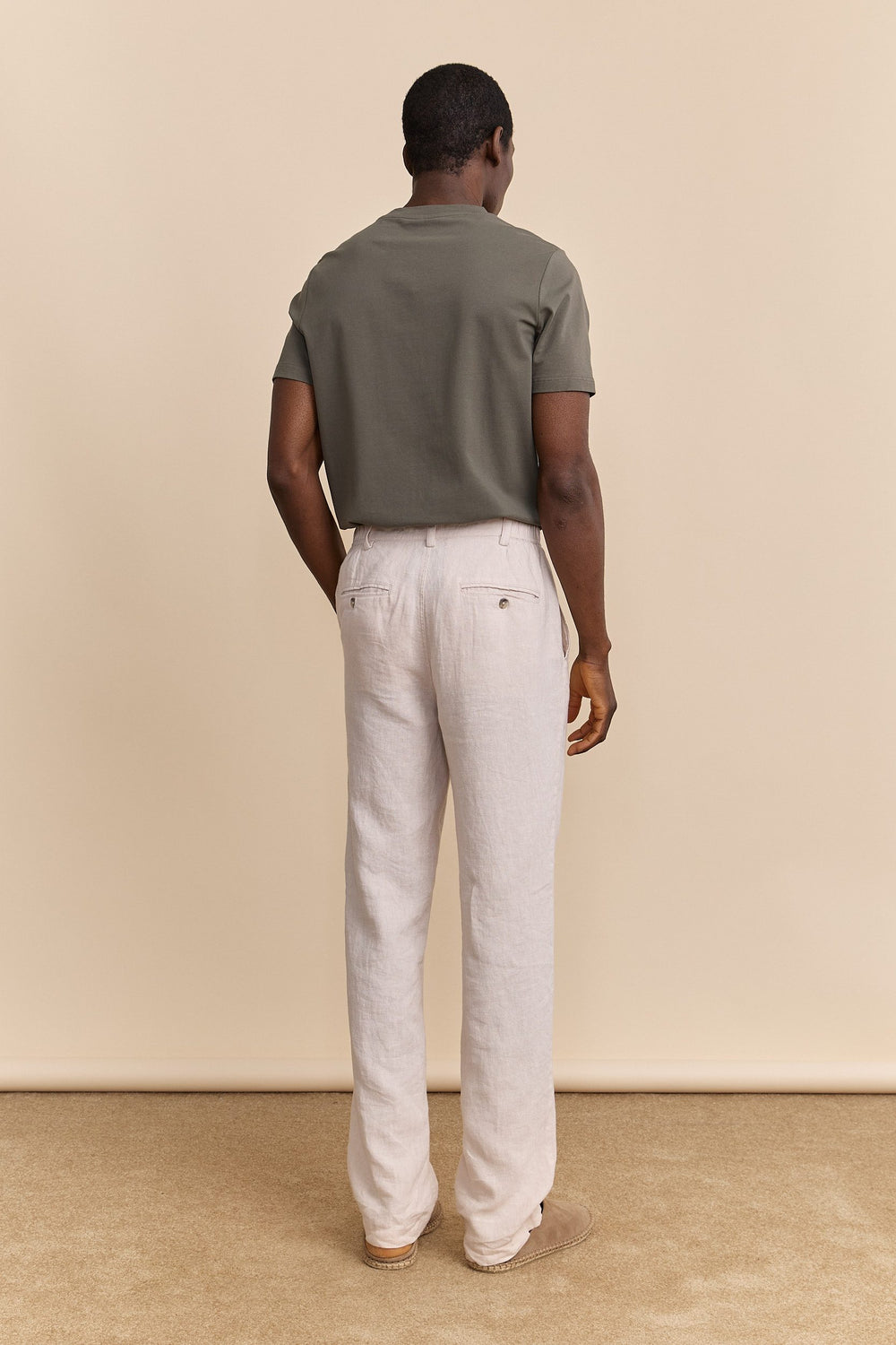 Pantalons en lin à côtés élastiques
