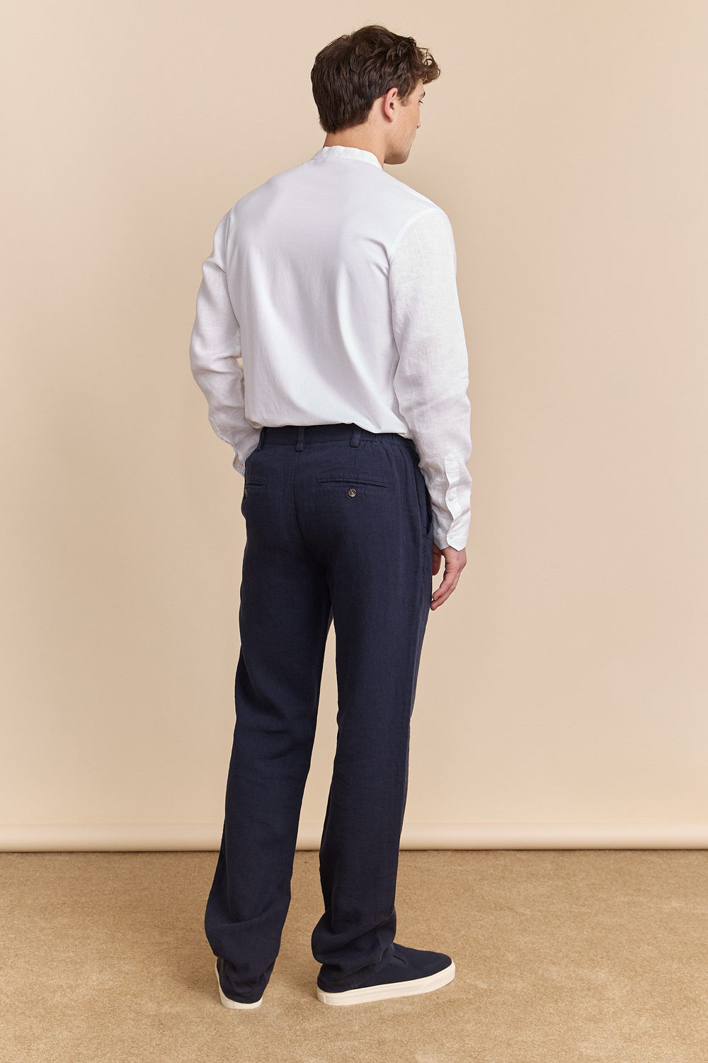 Pantalons en lin à côtés élastiques