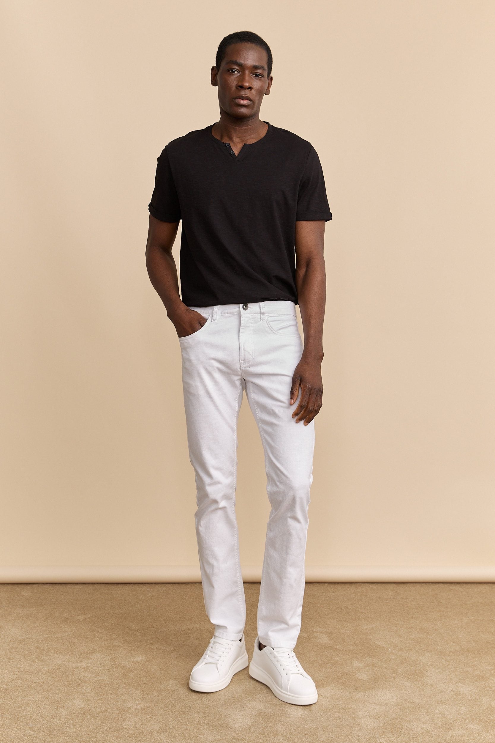 White slim fit pants