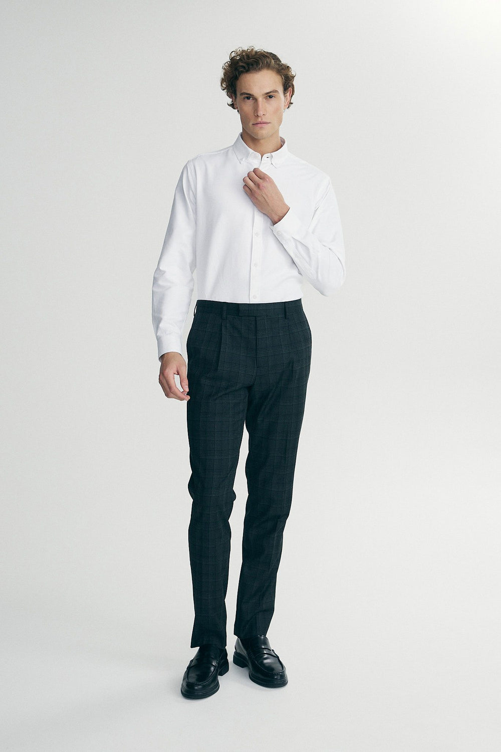 Pantalon à carreaux avec plis