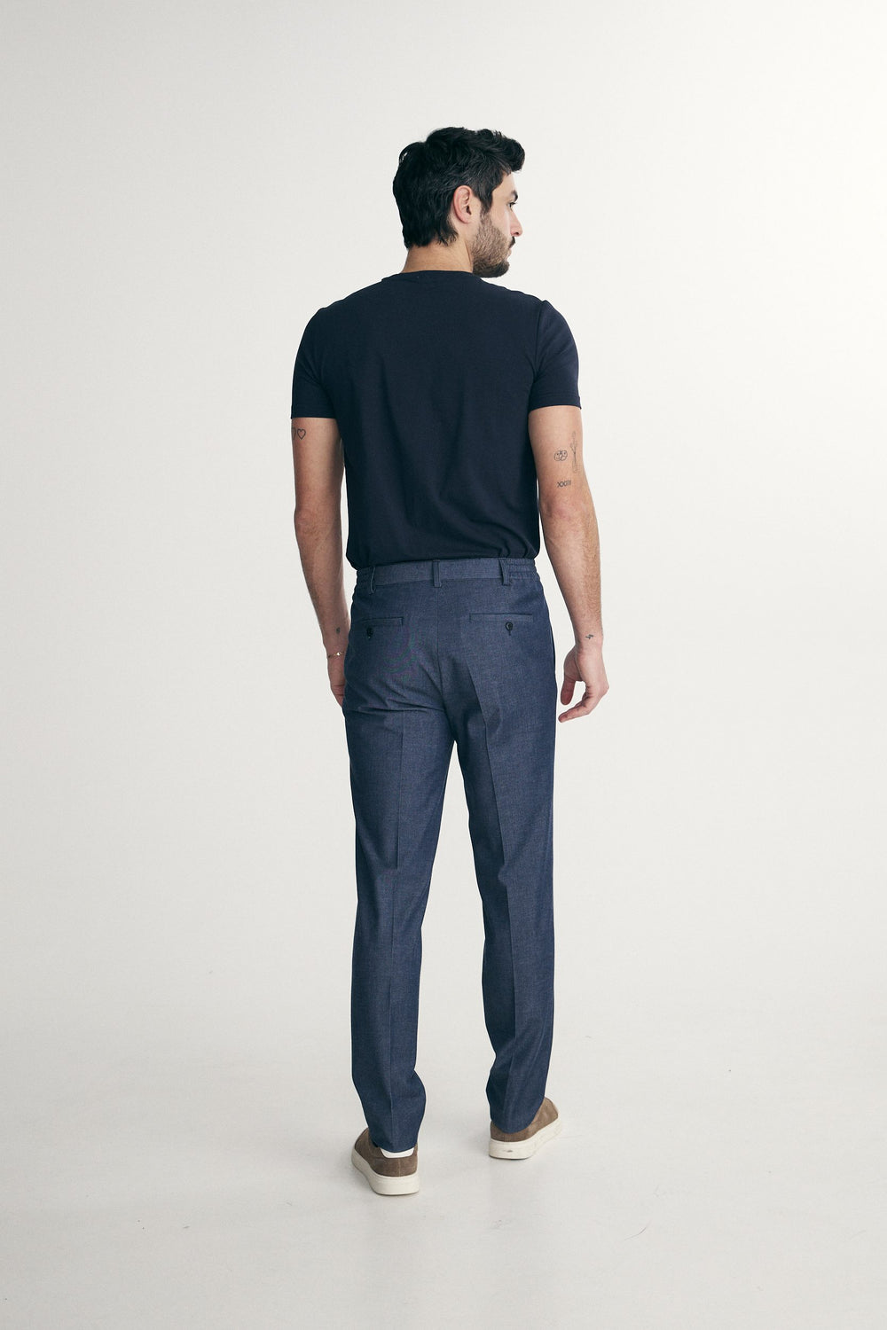 Denim-look Slim-fit pant with elastic sides