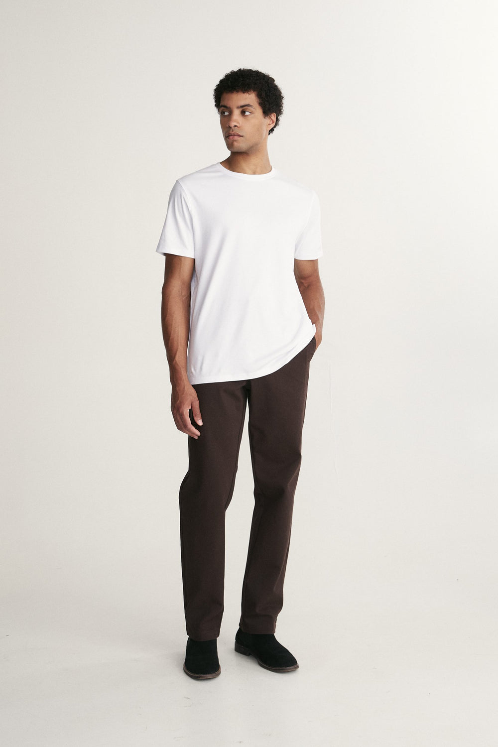 Straight leg pant with elastic sides