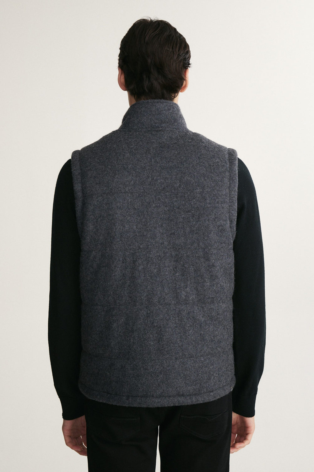 Boiled wool sleeveless vest with pockets