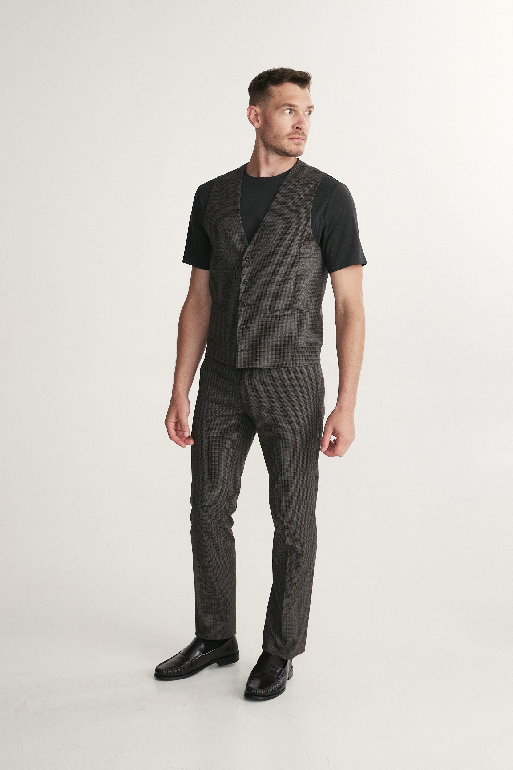 Fitted Plaid Suit Vest