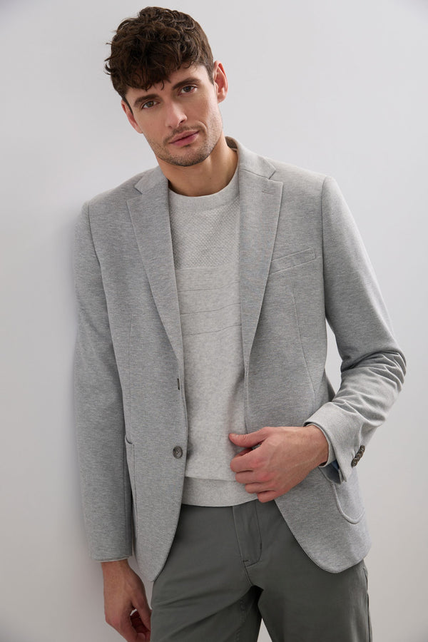 Two-Tone Knit Fitted Blazer