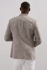 Fitted linen check blazer