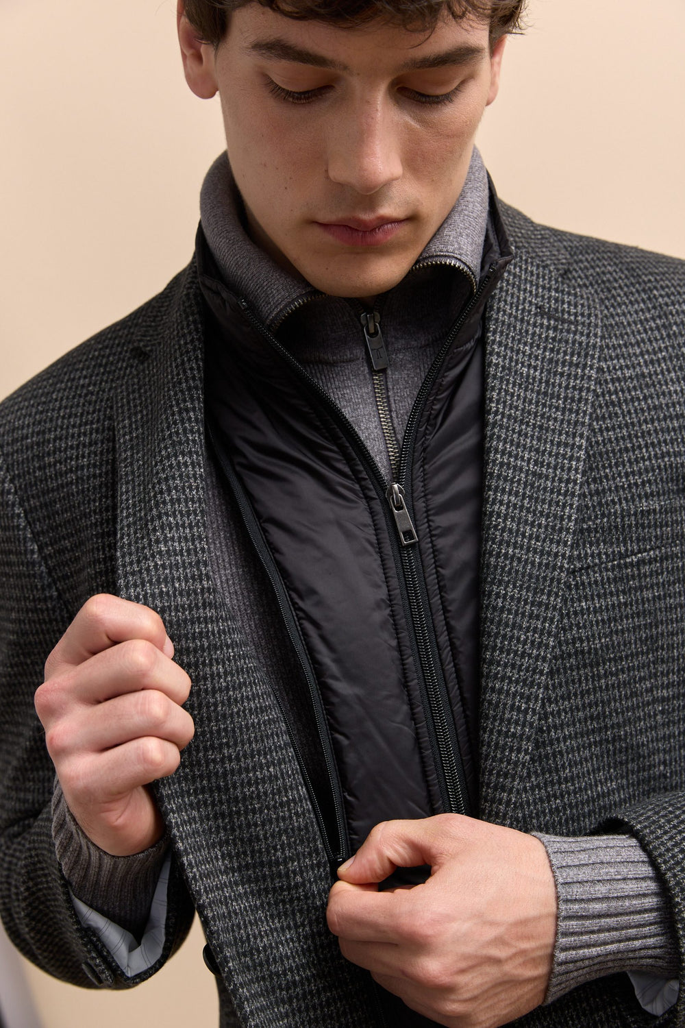 Veston avec col amovible en tricot