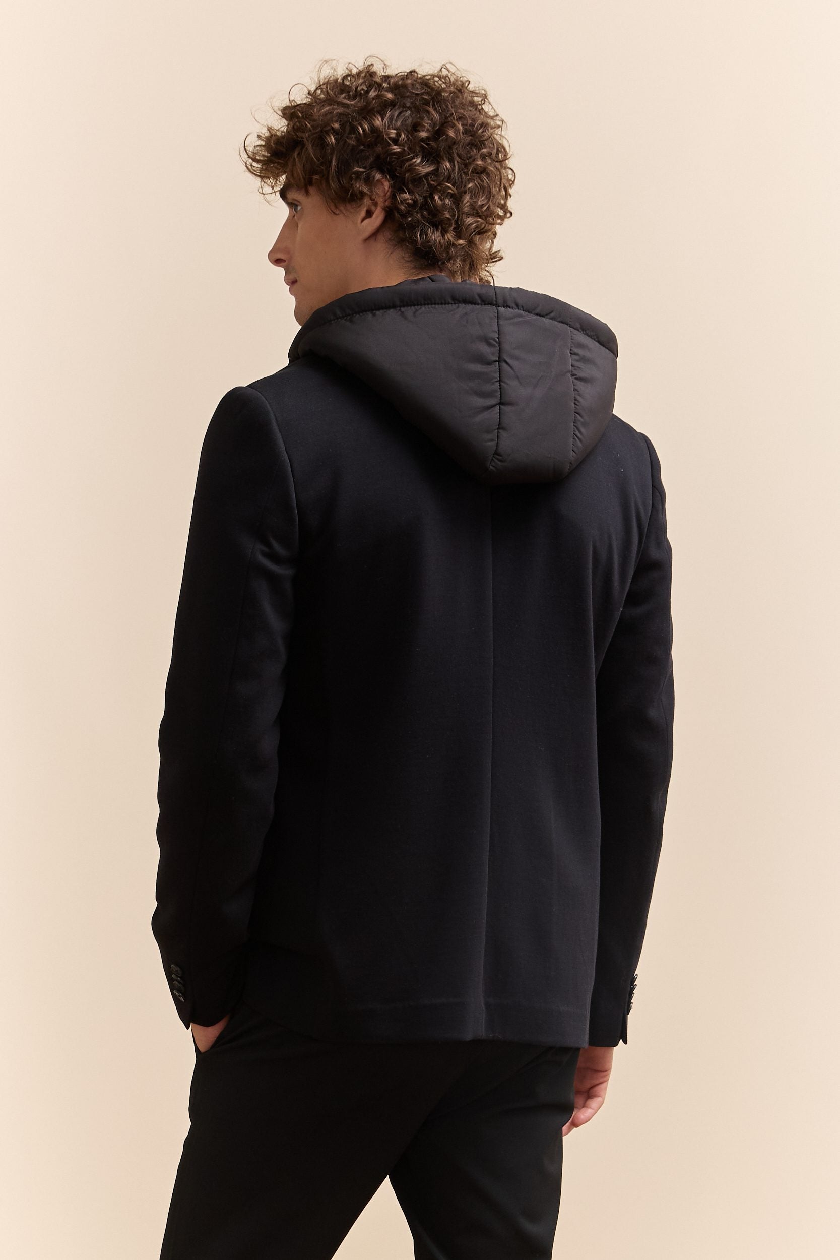Tristan Canada Double Knit Fitted Blazer With Removable Hood