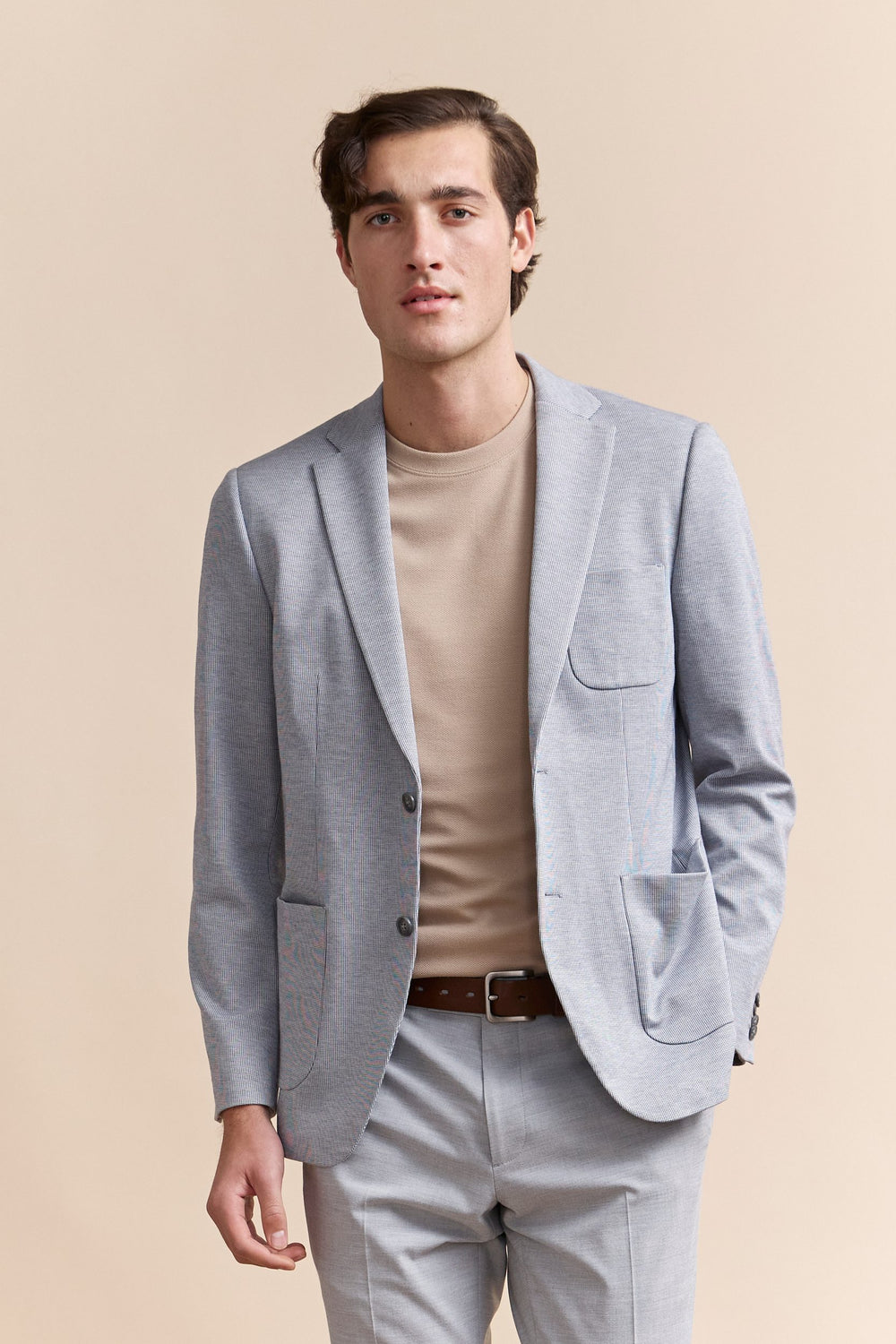 Veston de tricot deux tons fit Ajusté