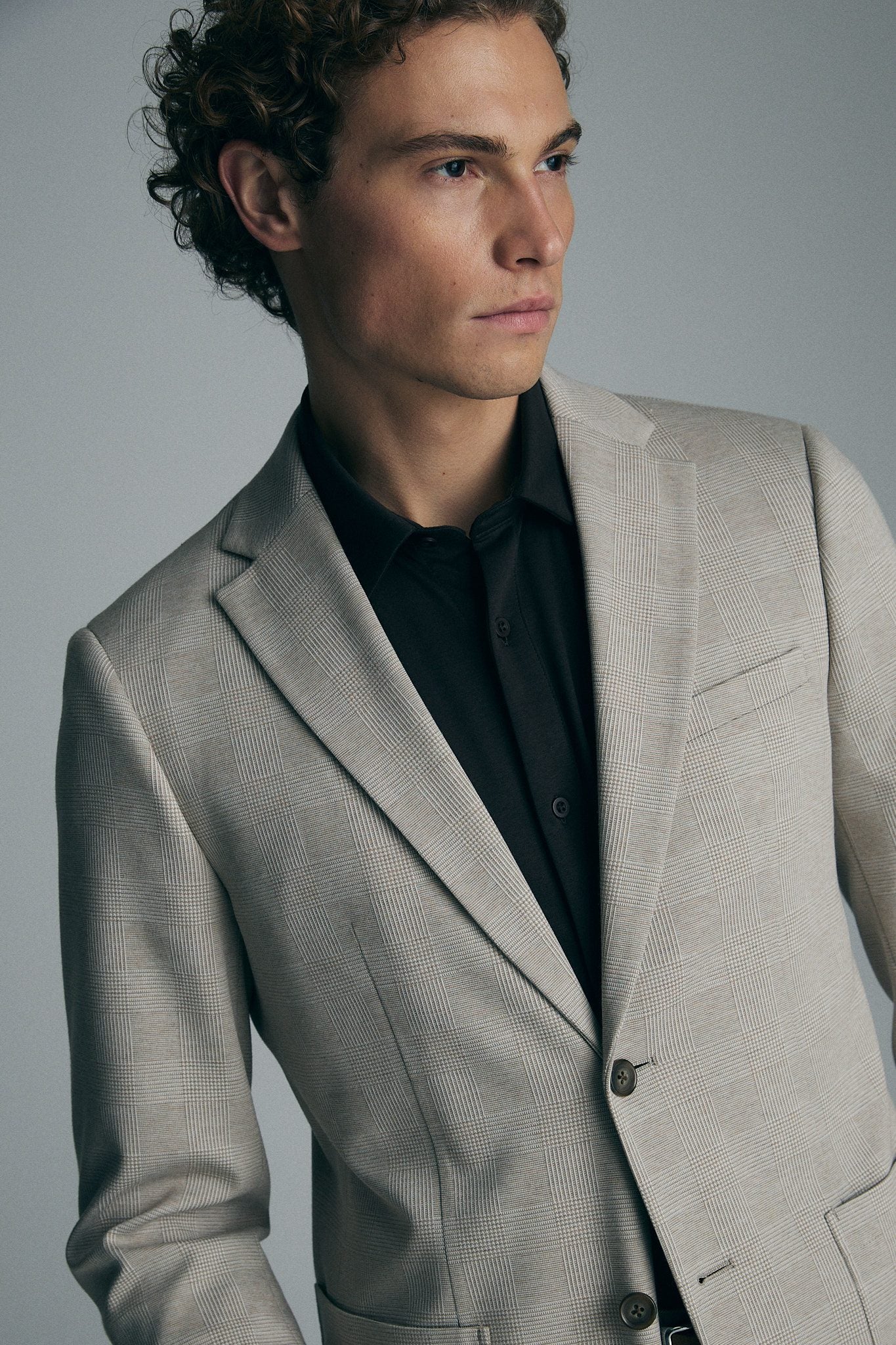 Check knit blazer