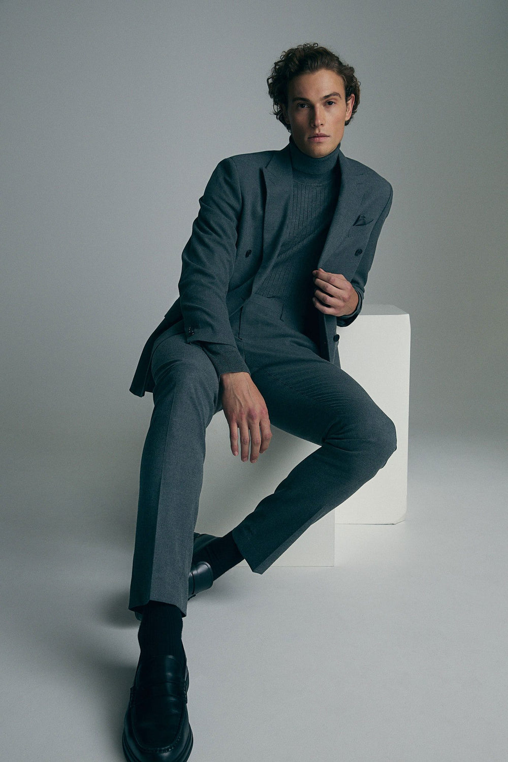 Double breast flanel fitted blazer