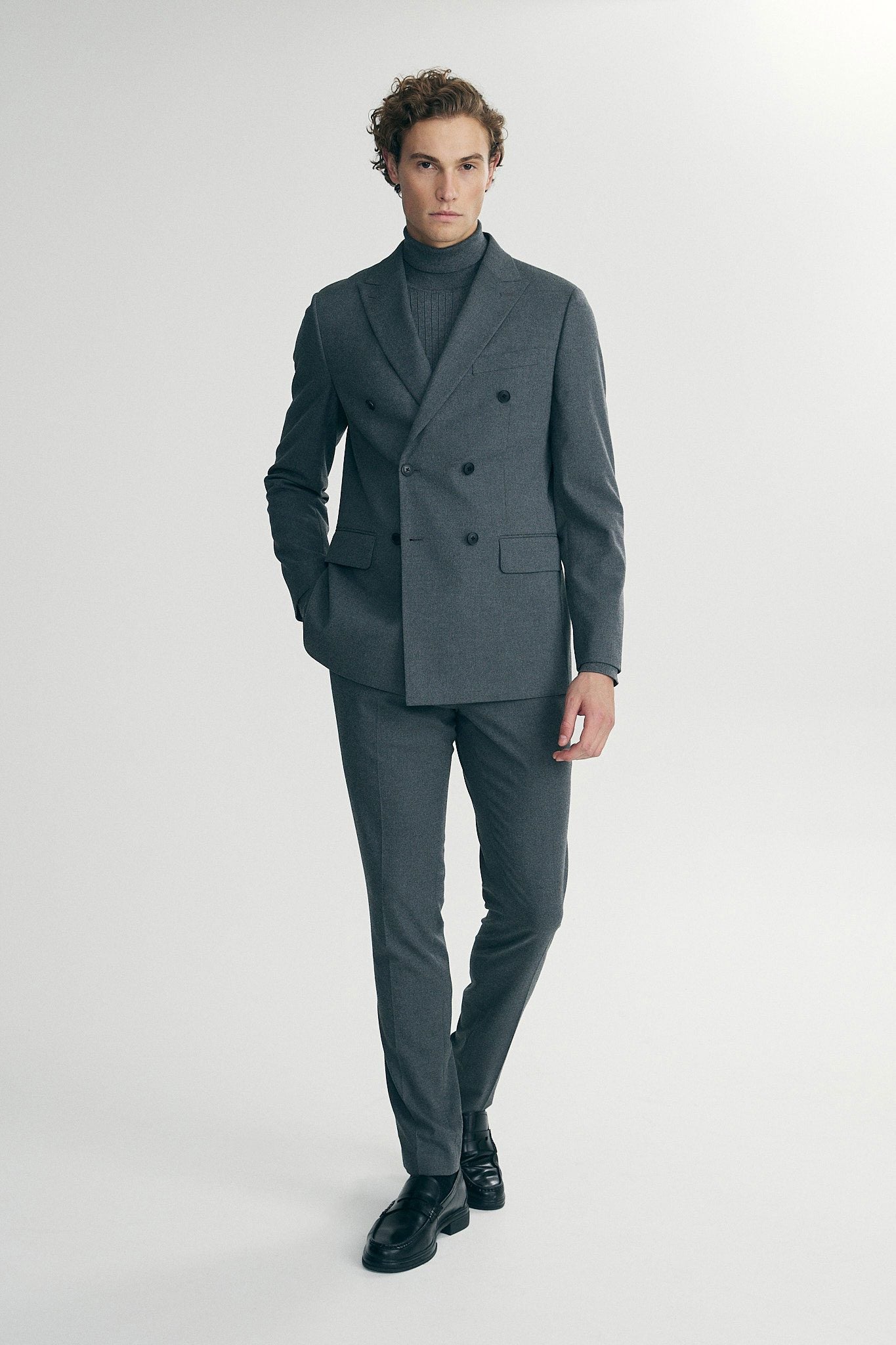 Double breast flanel fitted blazer