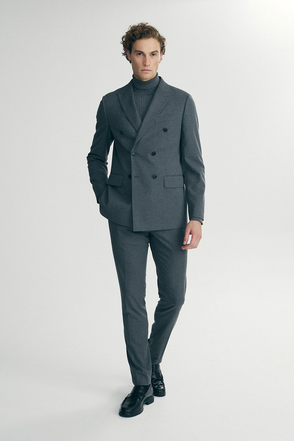 Double breast flanel fitted blazer