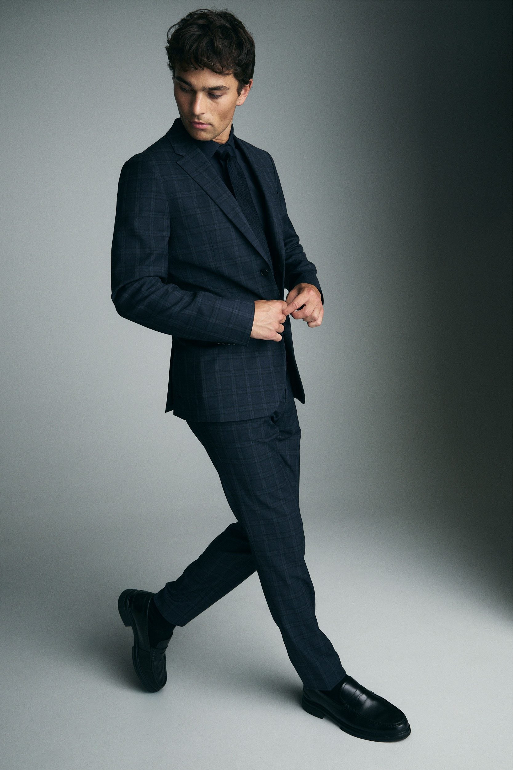 Veston extra-ajusté à carreaux