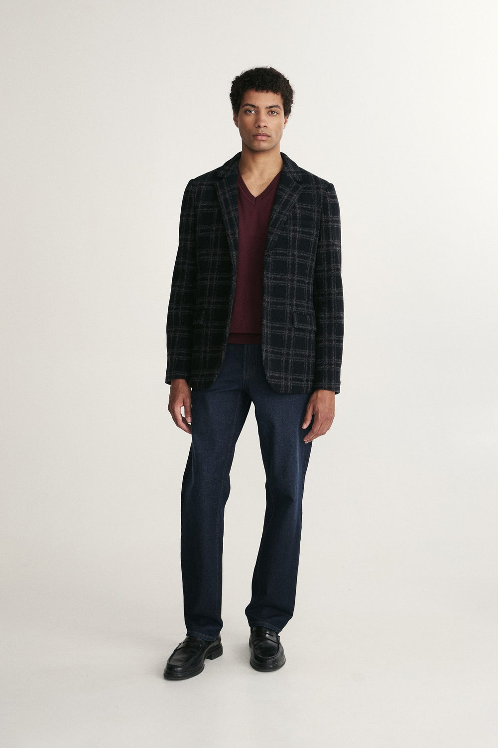 Check Fitted knit blazer