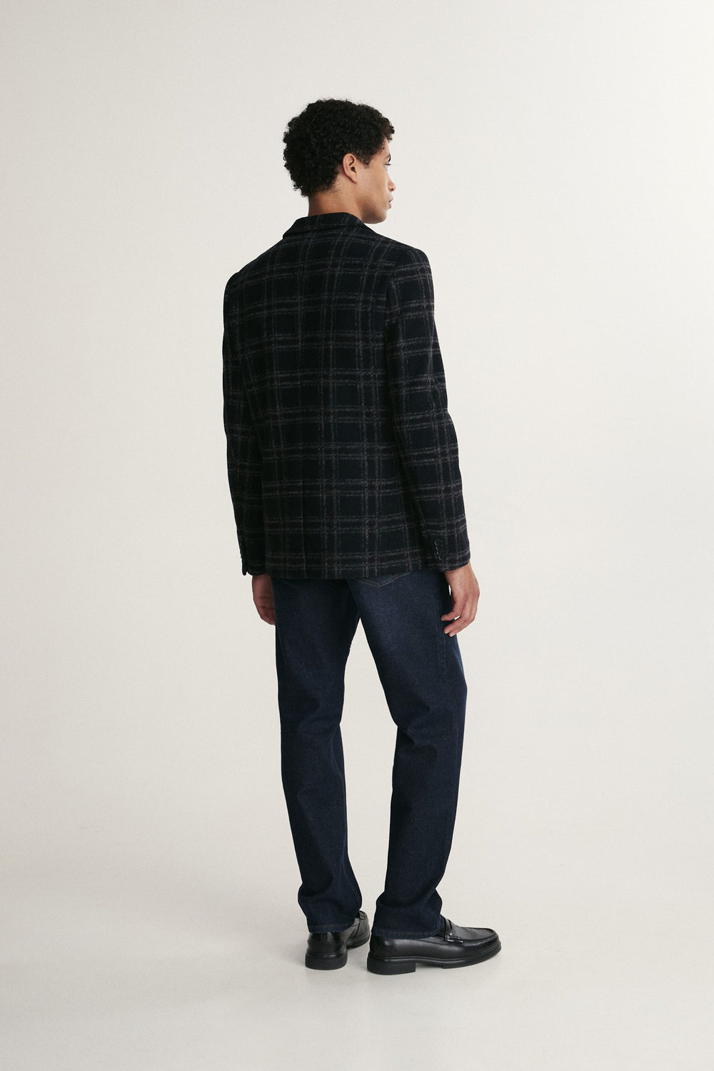 Check Fitted knit blazer