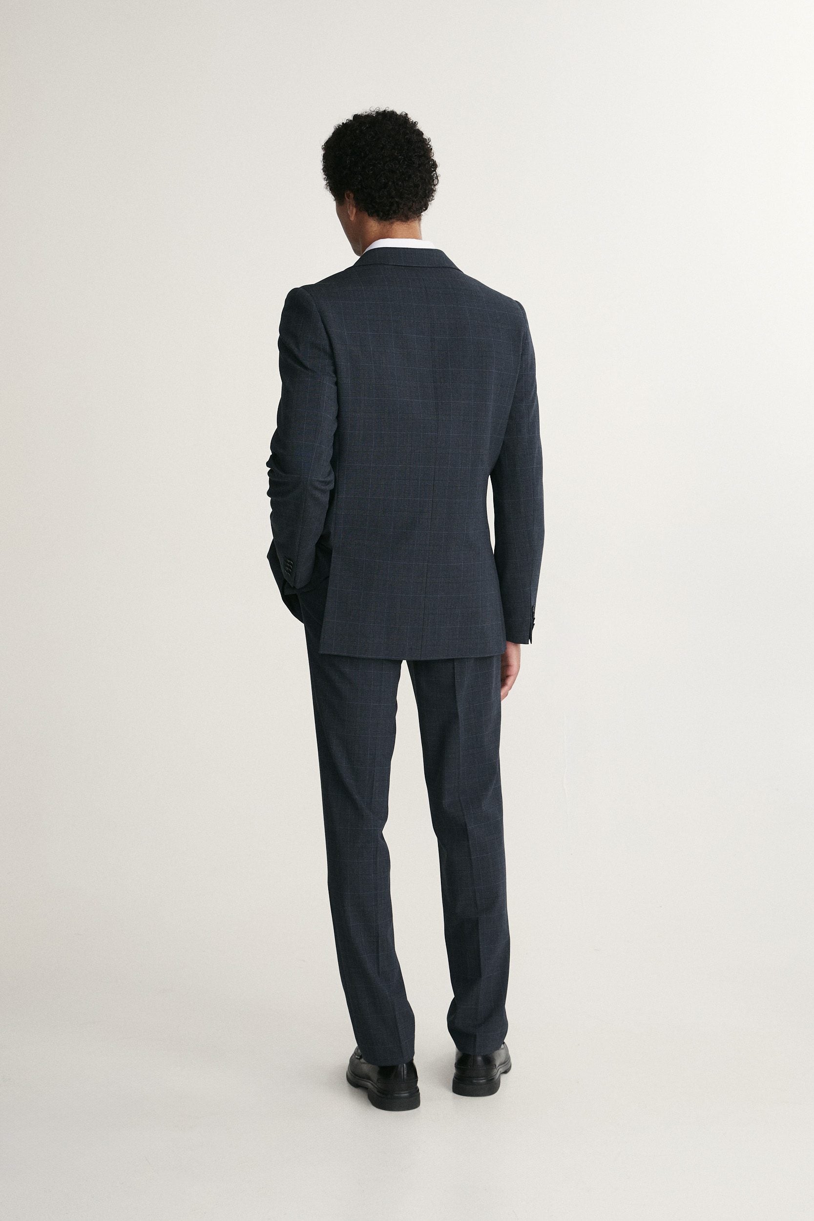 Fitted double breast check blazer