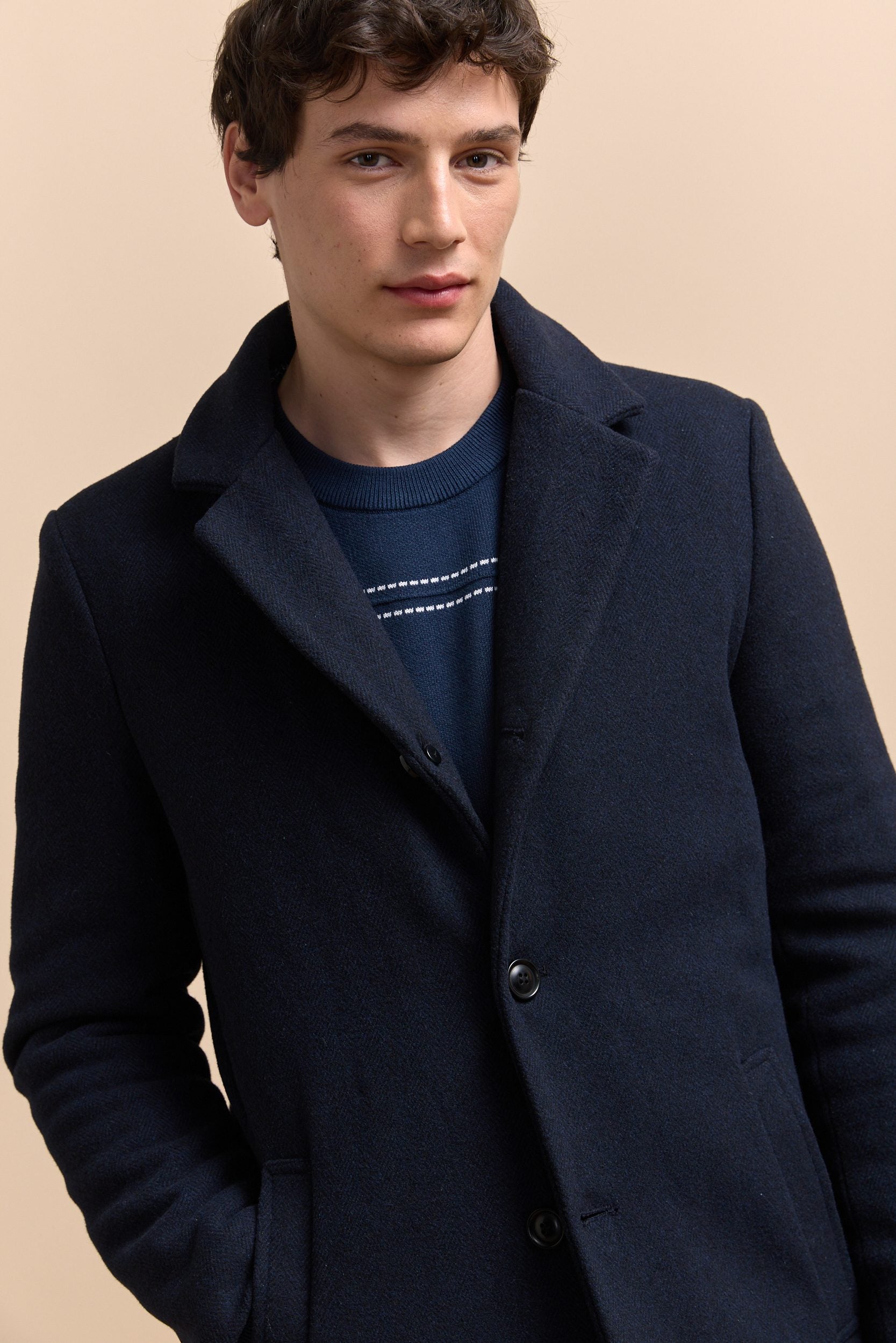 Manteau chevron avec col amovible