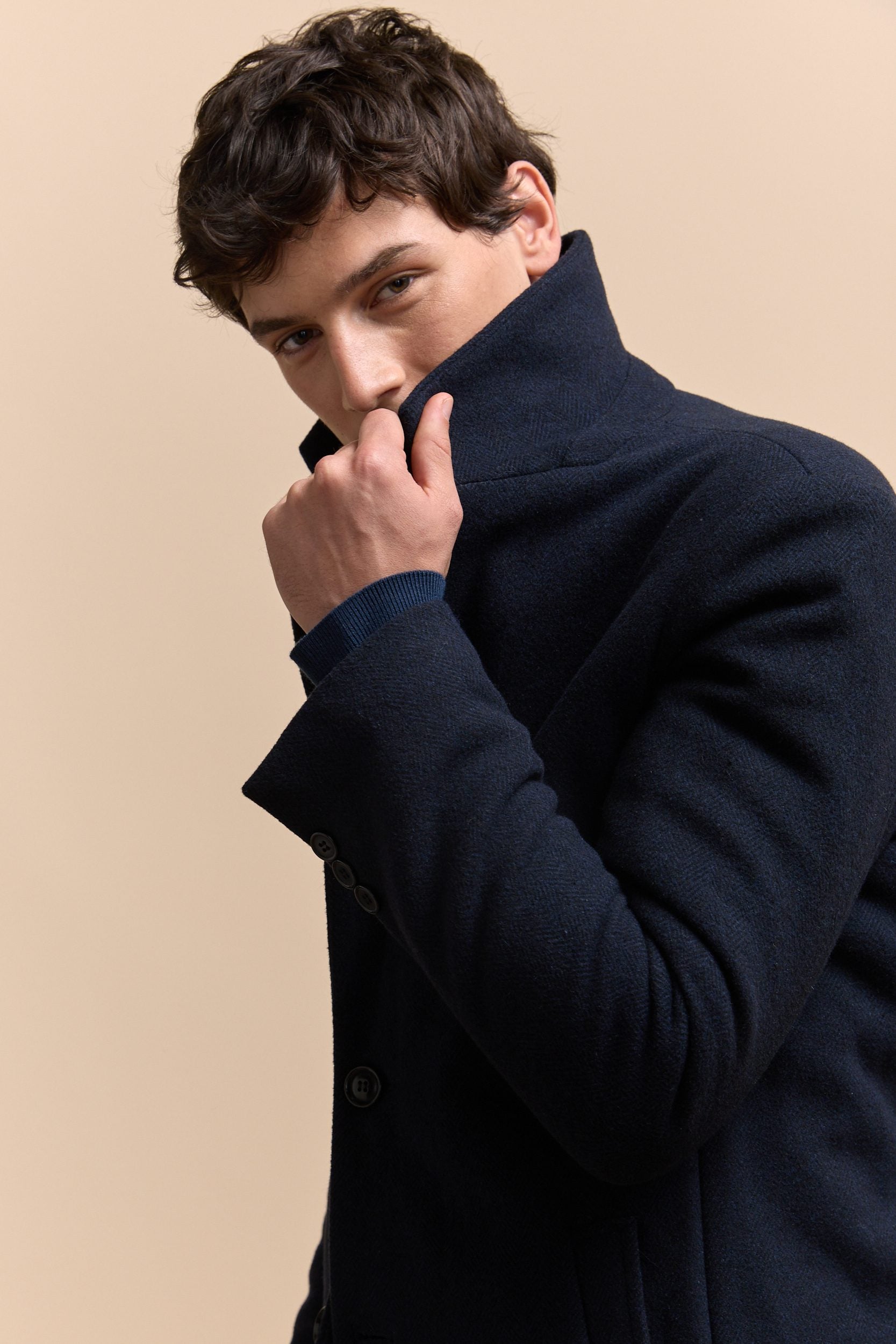 Manteau chevron avec col amovible