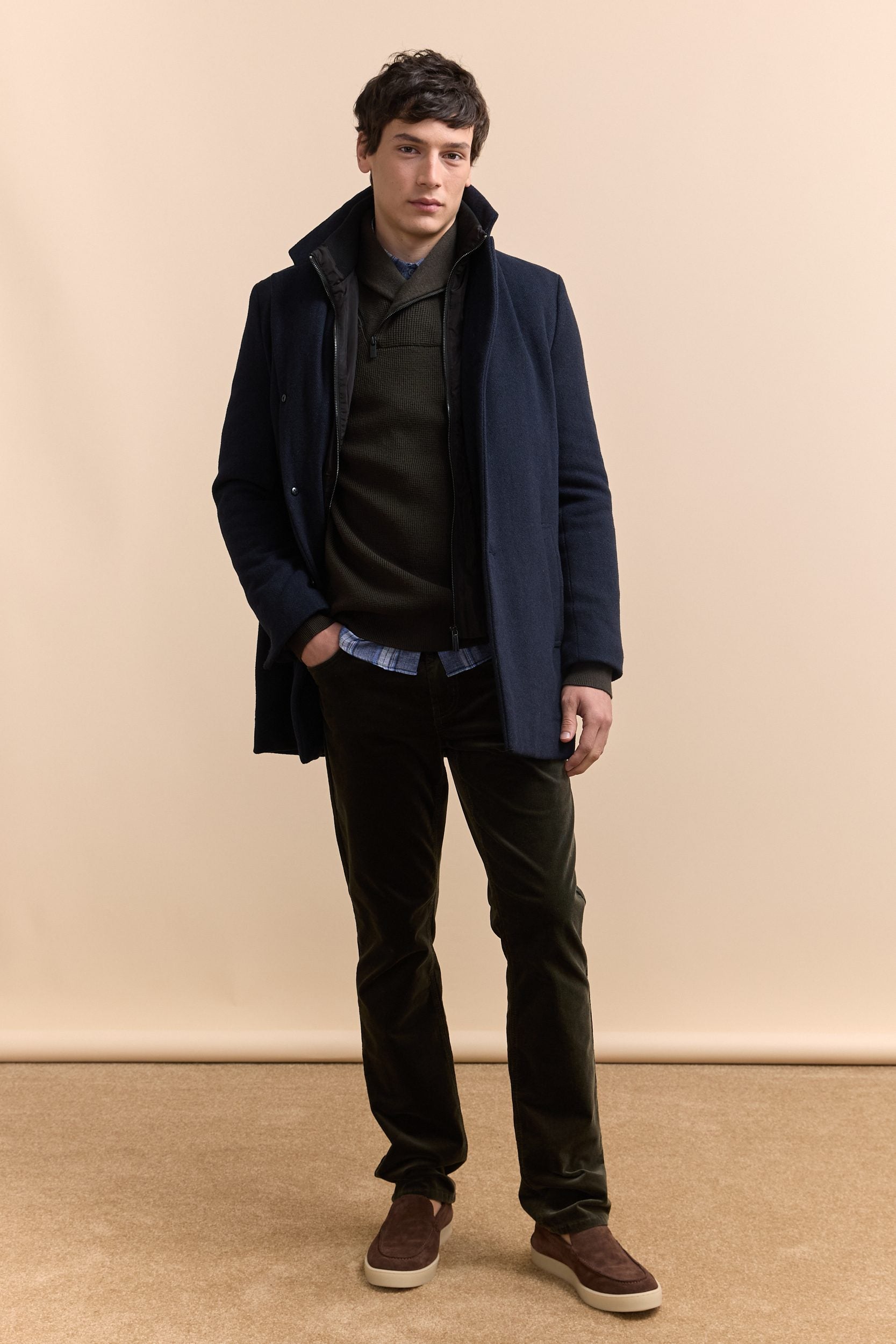 Manteau chevron avec col amovible