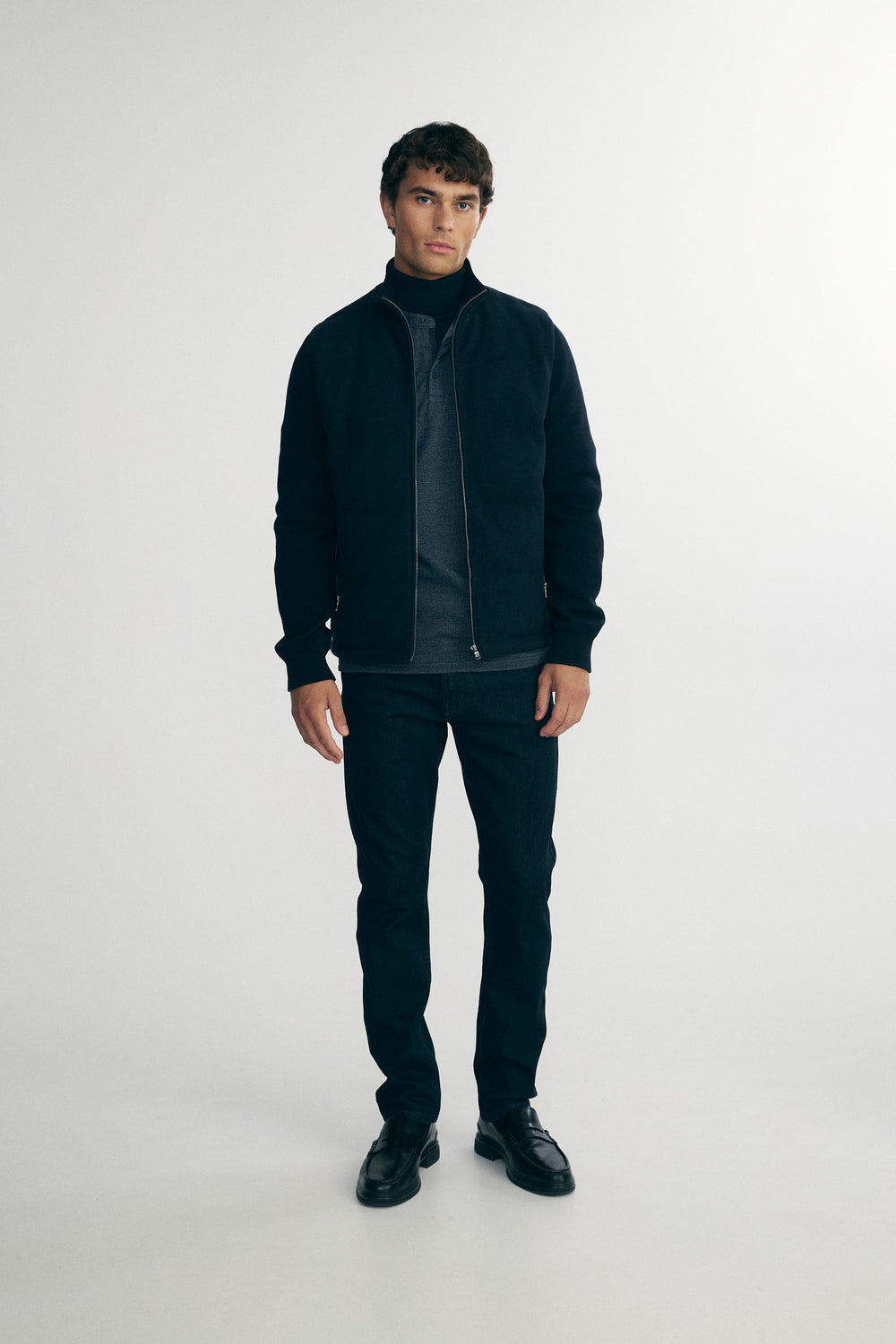 Jacket in a felted jersey and knit blend