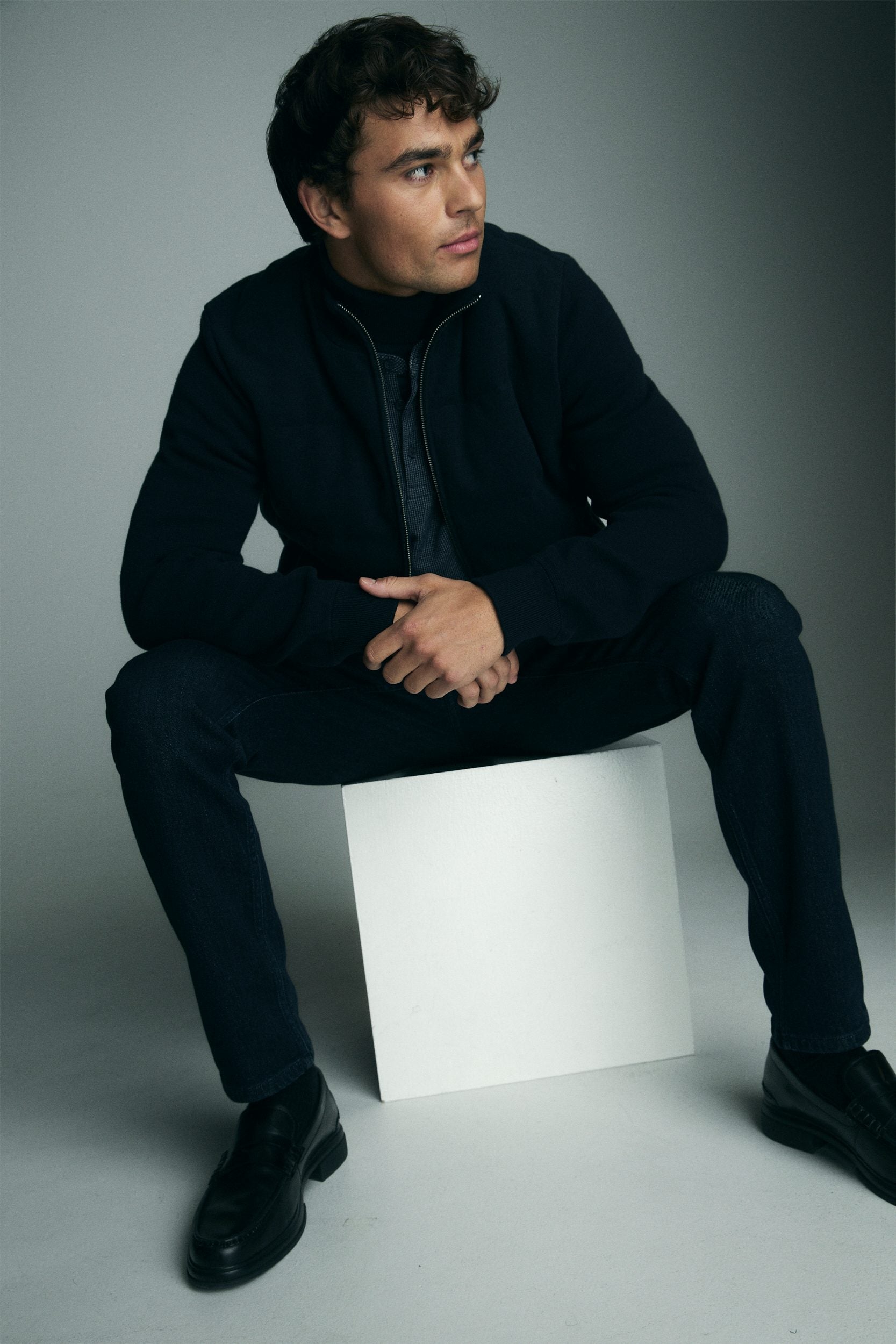Jacket in a felted jersey and knit blend