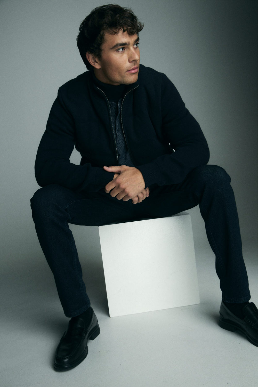 Jacket in a felted jersey and knit blend