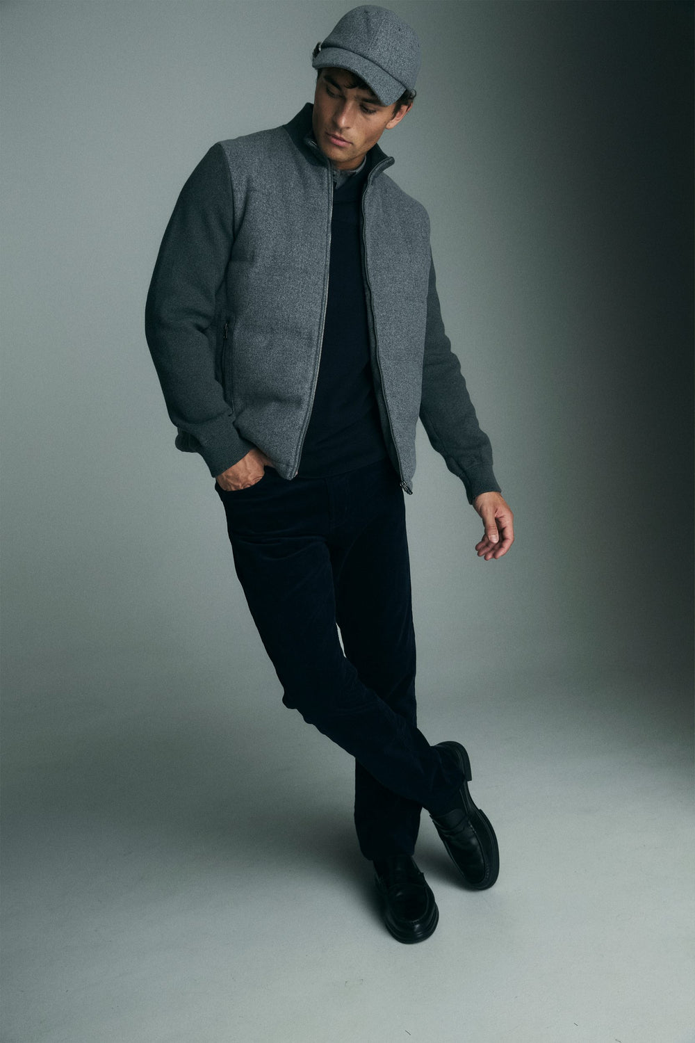 Jacket in a felted jersey and knit blend