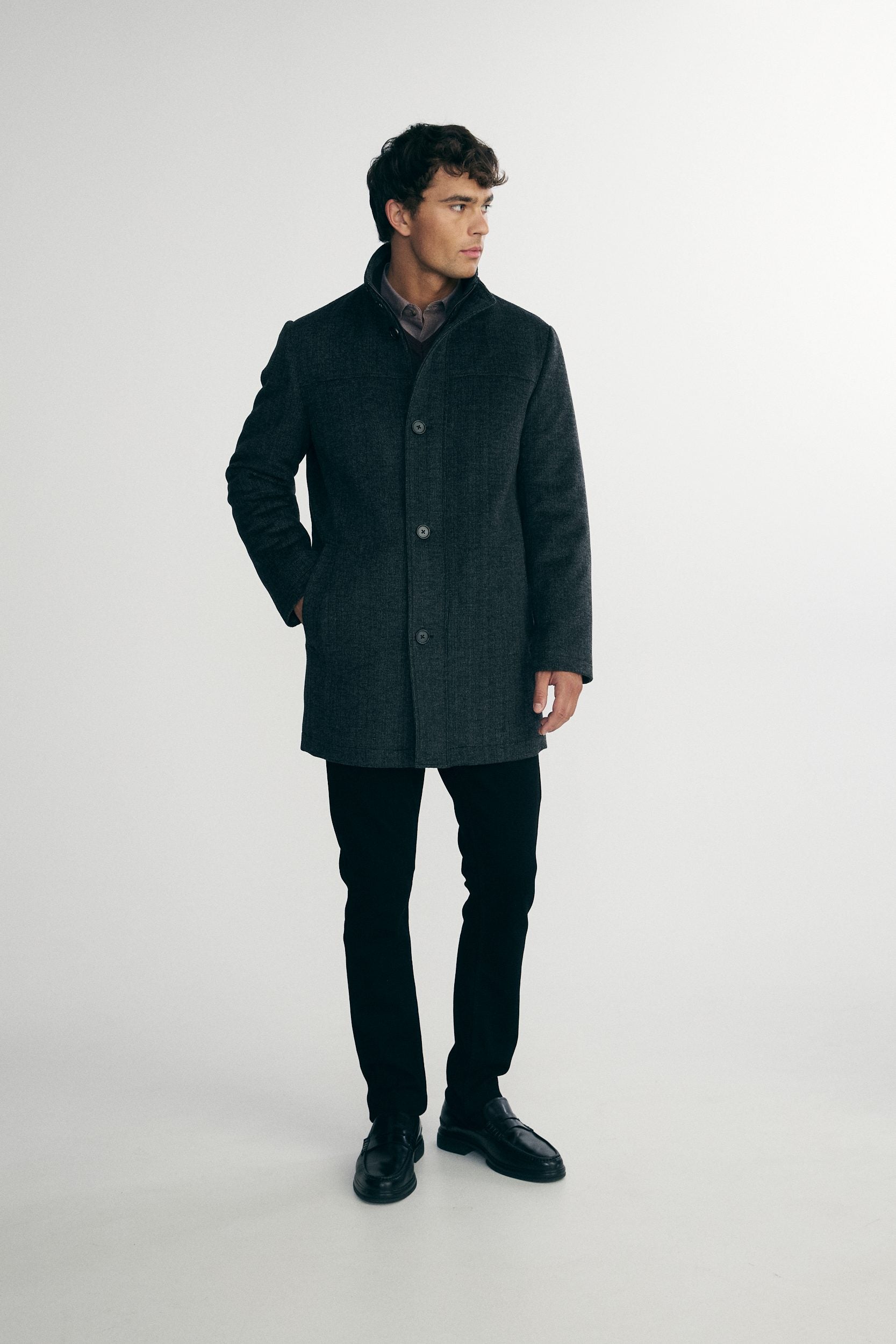 Manteau deux tons à col montant