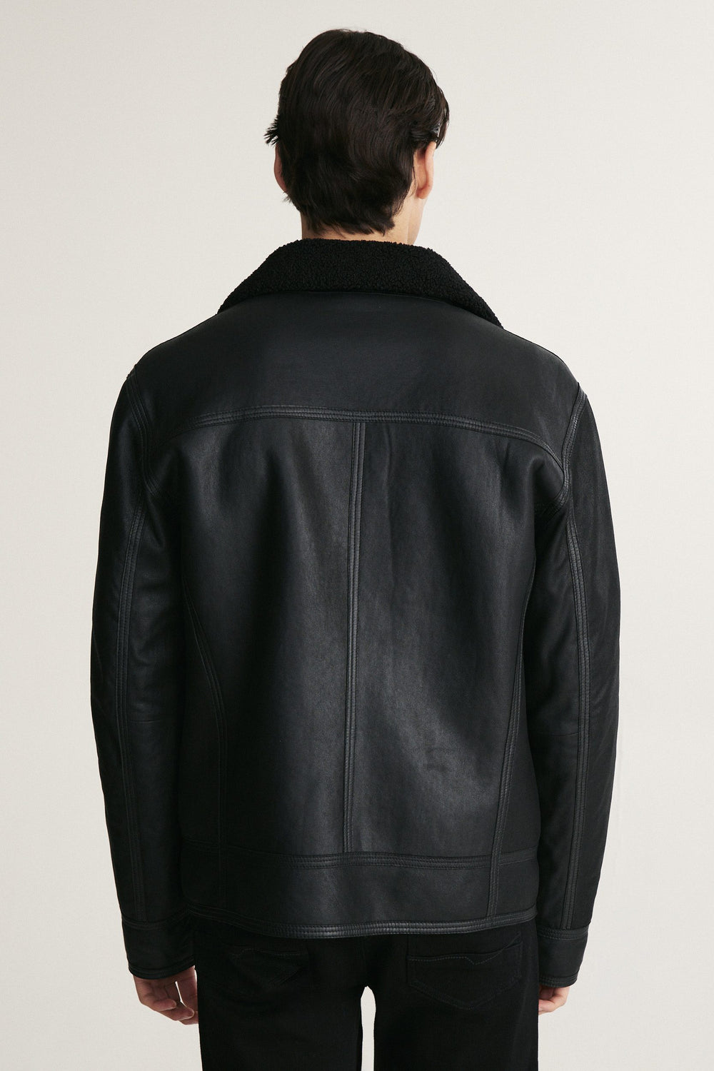 Veste de cuir d'agneau et sherpa