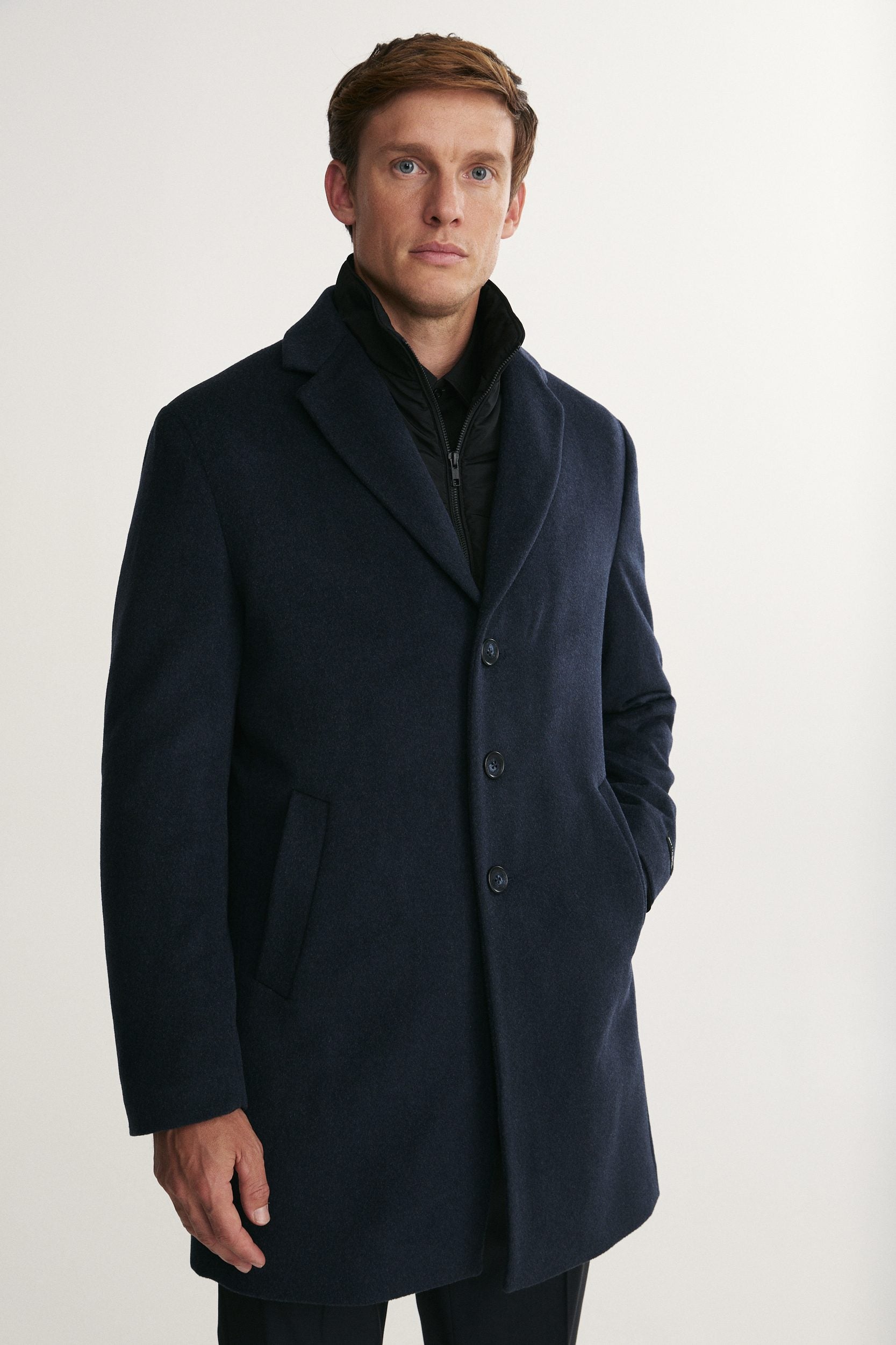 Cashmere blend coat with lapel