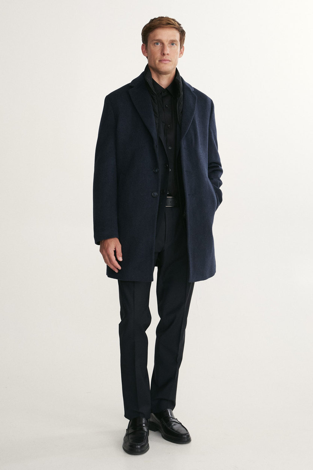 Cashmere blend coat with lapel