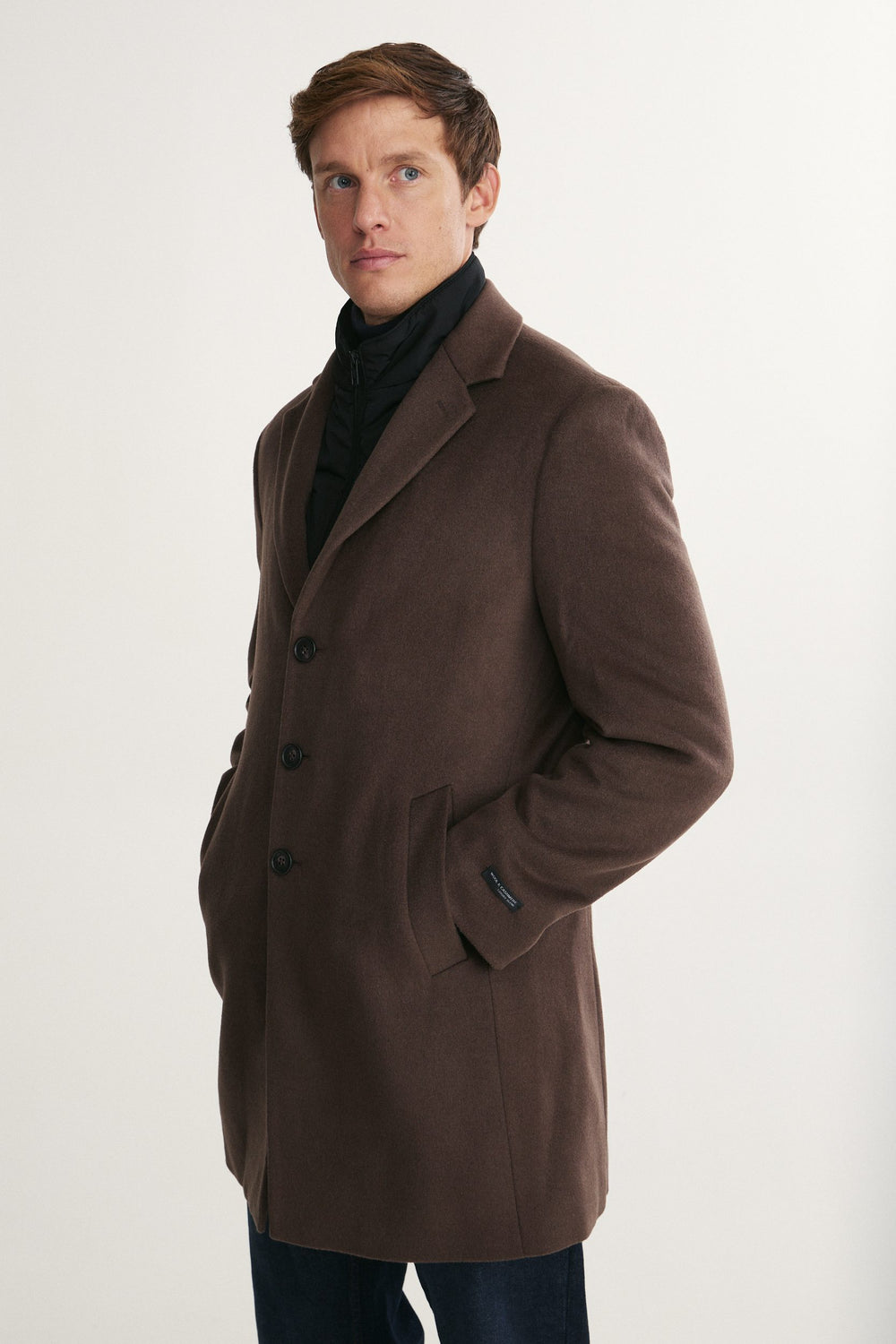 Cashmere blend coat with lapel