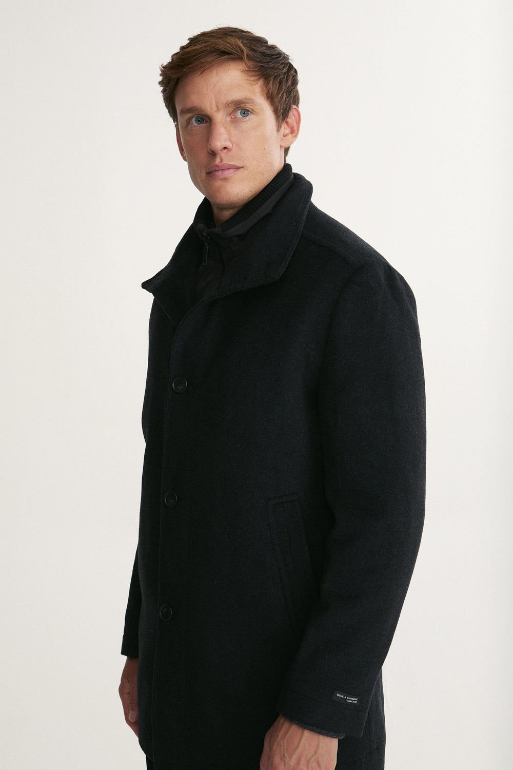 Manteau en mélange de cachemire avec col amovible