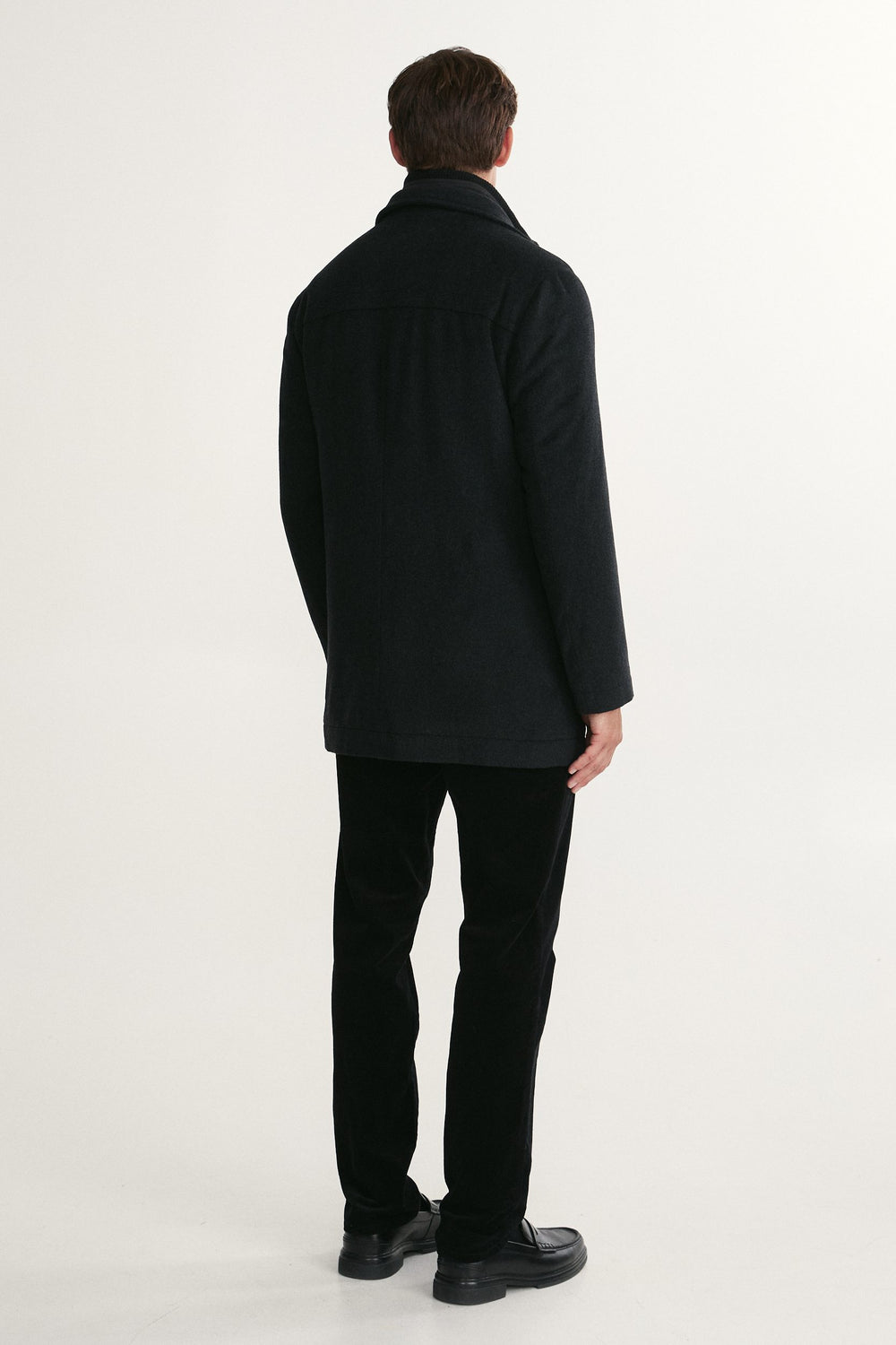 Manteau en mélange de cachemire avec col amovible