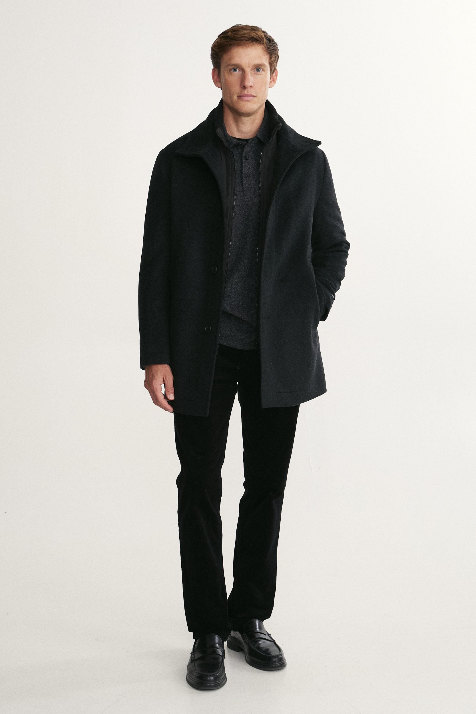 Manteau en mélange de cachemire avec col amovible