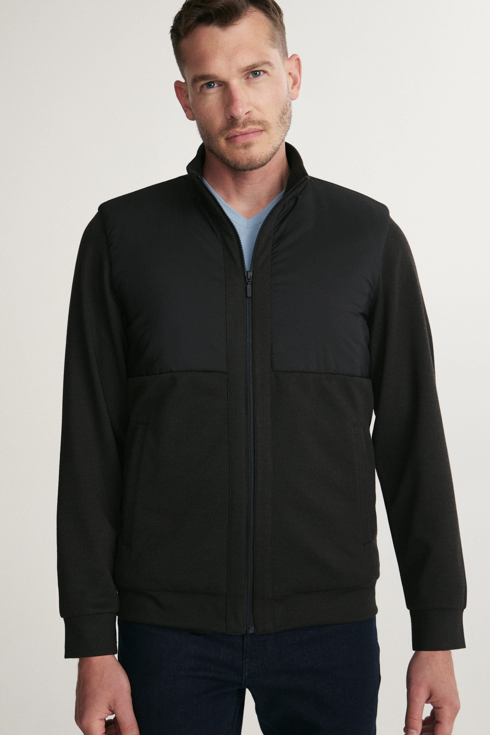 Lightweight Quilted Mock-Neck Jacket